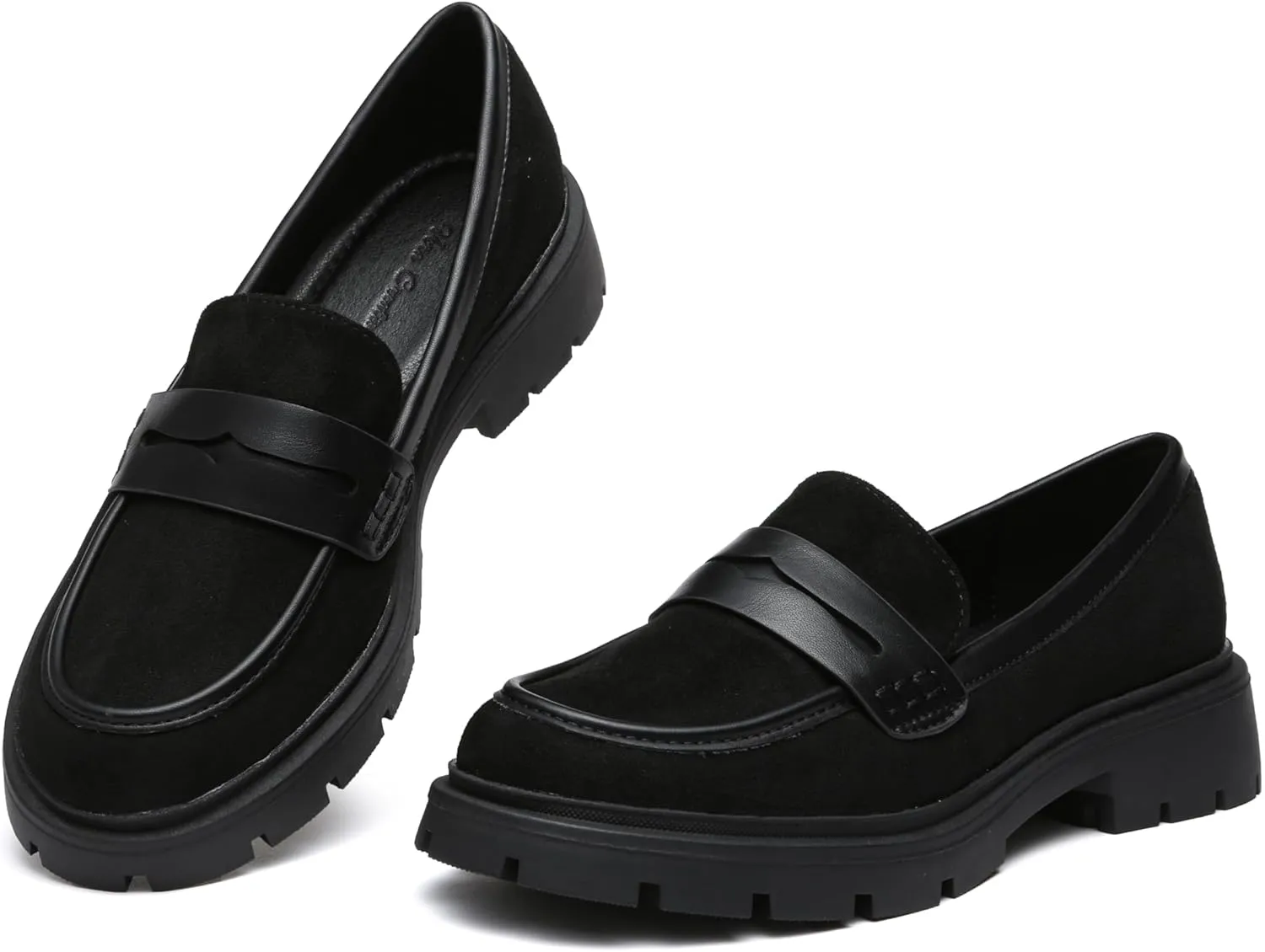 Women Penny Loafers Casual Hollow Out Slip On Chunky Platform Loafers Work Shopping Travel Shoes