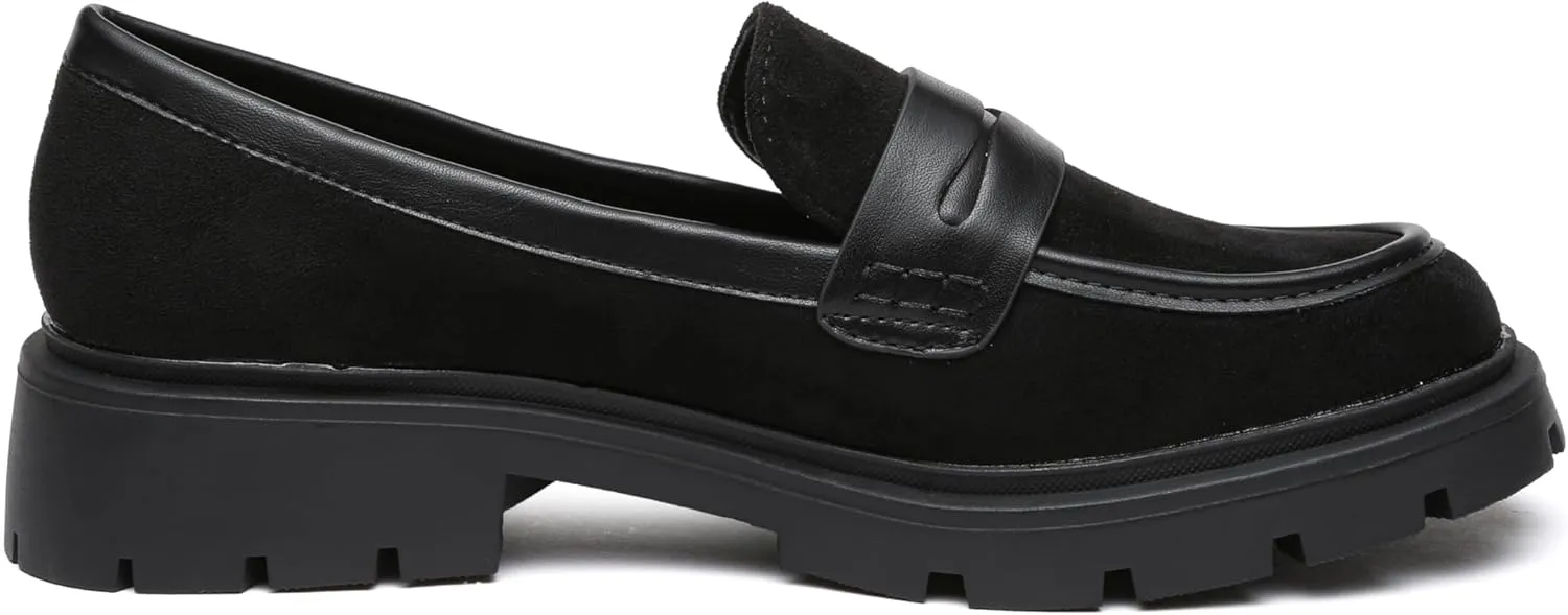 Women Penny Loafers Casual Hollow Out Slip On Chunky Platform Loafers Work Shopping Travel Shoes