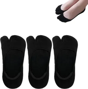 Women Tabi No Show Socks, Non Slip Flip Flop Socks Low Cut Japanese Tabi Toe Socks, 3 Pairs