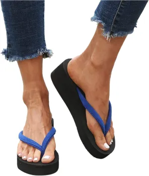 Women's Beach Shoes Ladies Platform Heighten Flip Flops Wedges Bohemian Slippers Clip Toe Sandals