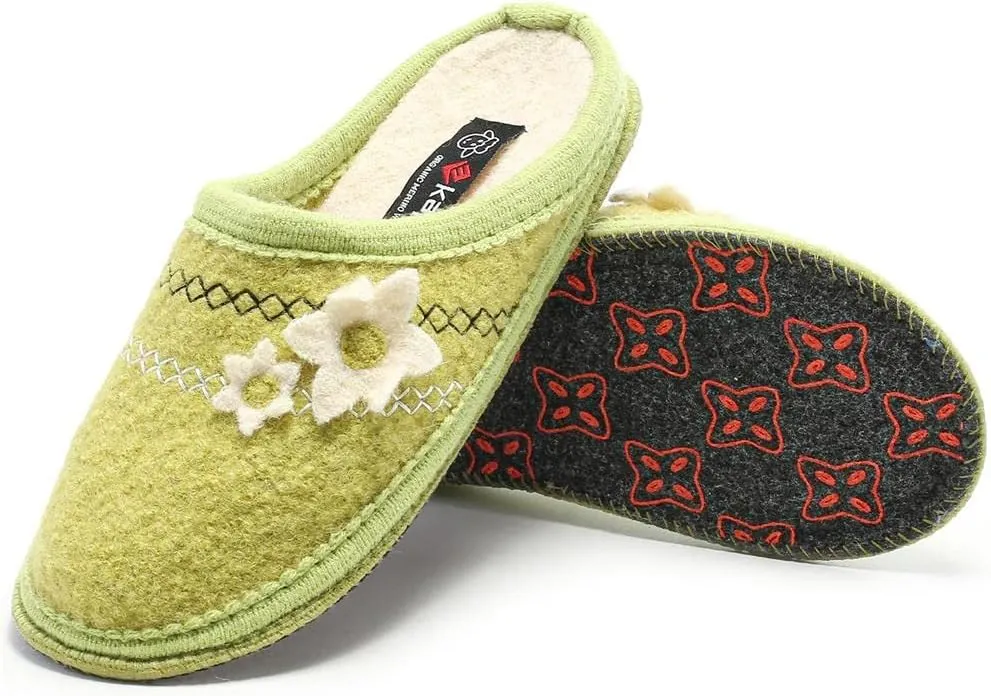 Women's Boiled Wool House Slippers Breathable Sweat Free Clog Slip on Mule Indoor/Outdoor Slipper