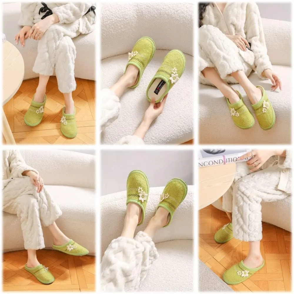 Women's Boiled Wool House Slippers Breathable Sweat Free Clog Slip on Mule Indoor/Outdoor Slipper