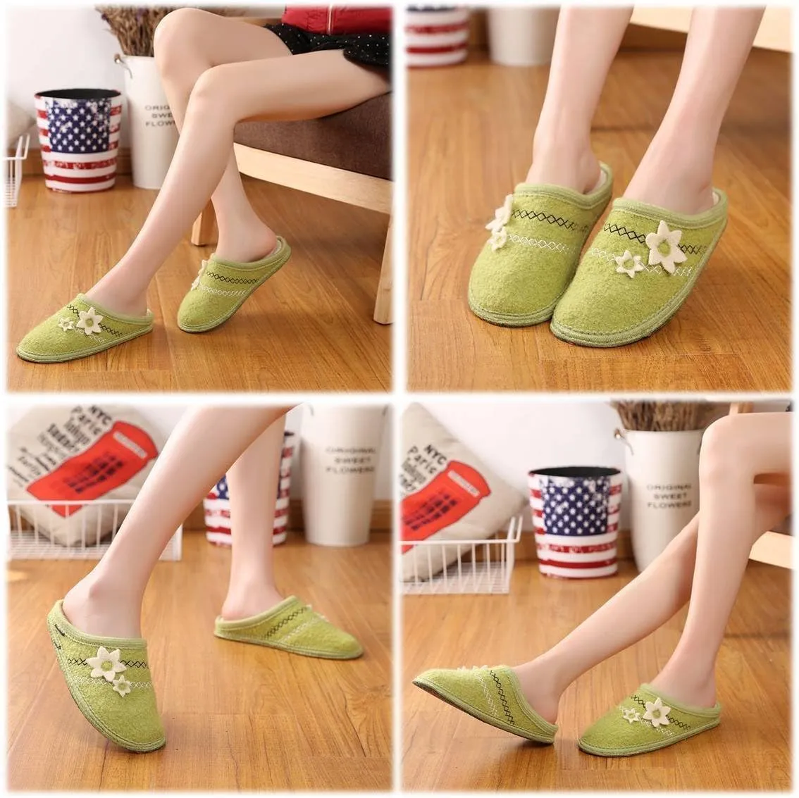Women's Boiled Wool House Slippers Breathable Sweat Free Clog Slip on Mule Indoor/Outdoor Slipper