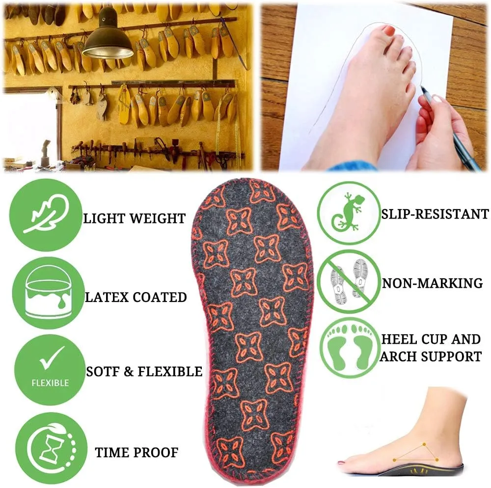 Women's Boiled Wool House Slippers Breathable Sweat Free Clog Slip on Mule Indoor/Outdoor Slipper