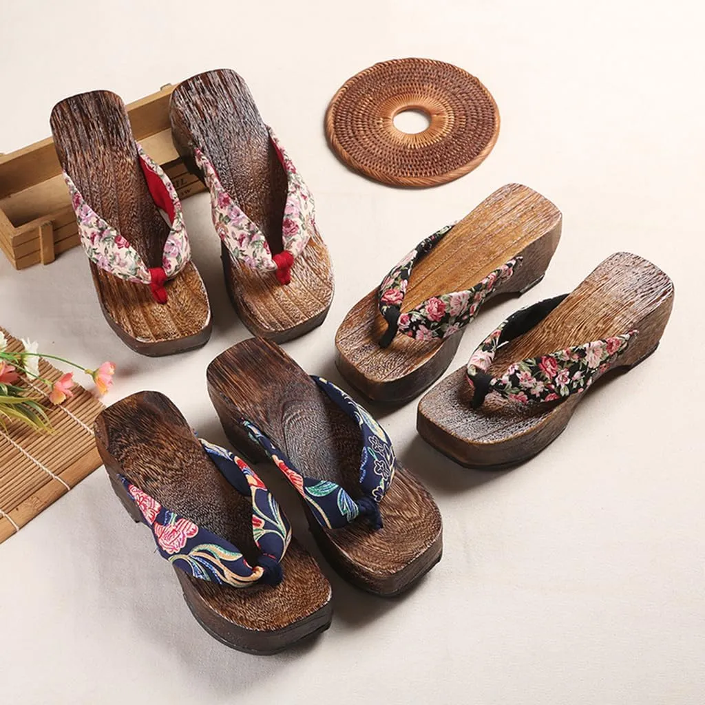 Women's Clogs Flip Flops Geta Slippers,Two-Teeth Japanese Traditional Thick Soled High Heel Slippers,Japanese Traditional Clogs Slippers,High-Heeled Crescent Shaped (Size:EU 38,Color:Purple)