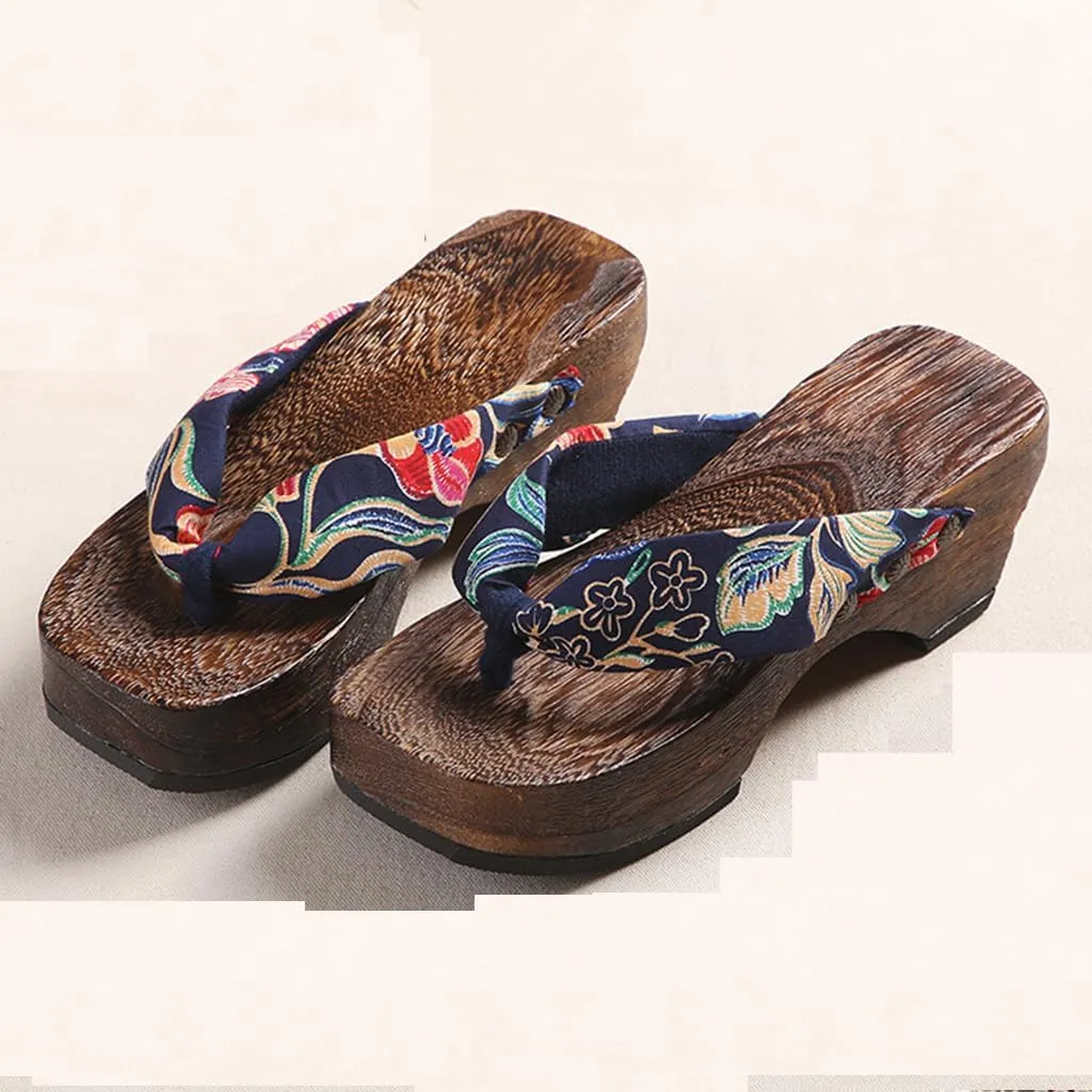 Women's Clogs Flip Flops Geta Slippers,Two-Teeth Japanese Traditional Thick Soled High Heel Slippers,Japanese Traditional Clogs Slippers,High-Heeled Crescent Shaped (Size:EU 38,Color:Purple)