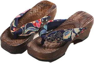 Women's Clogs Flip Flops Geta Slippers,Two-Teeth Japanese Traditional Thick Soled High Heel Slippers,Japanese Traditional Clogs Slippers,High-Heeled Crescent Shaped (Size:EU 38,Color:Purple)