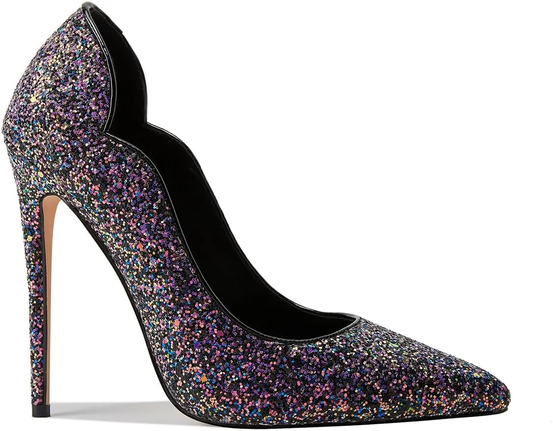 Womens Closed Pointed Toe High Heels Slip On Stiletto Pumps Dress Wedding Shoes 4-Inch