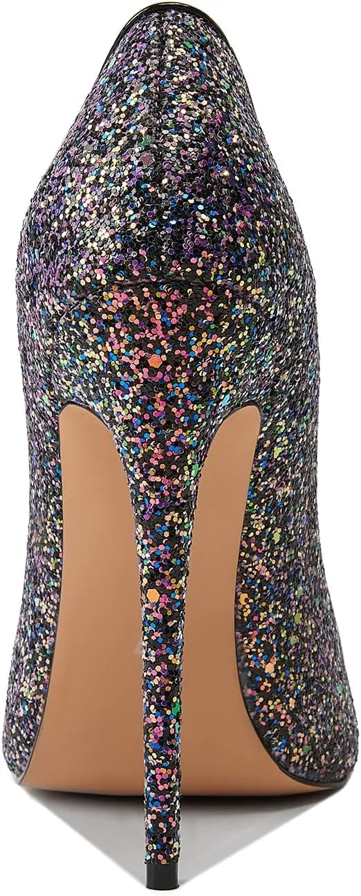 Womens Closed Pointed Toe High Heels Slip On Stiletto Pumps Dress Wedding Shoes 4-Inch