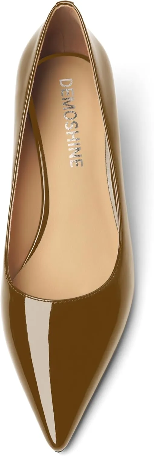 Womens Dress Pointed Toe Wedding Patent Slip On Spool High Heel Pumps Shoes 3 Inch