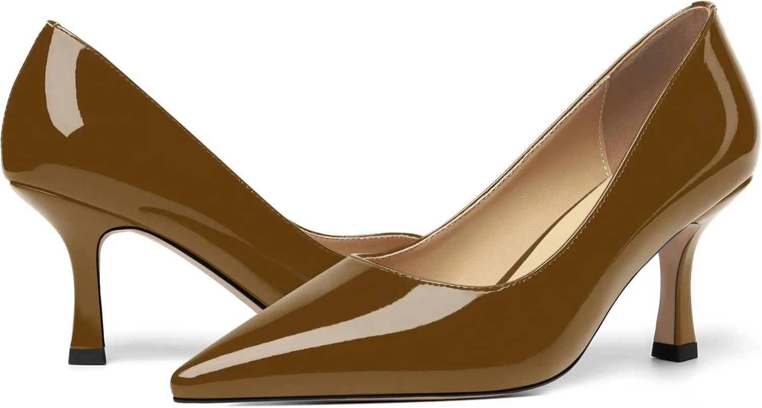 Womens Dress Pointed Toe Wedding Patent Slip On Spool High Heel Pumps Shoes 3 Inch