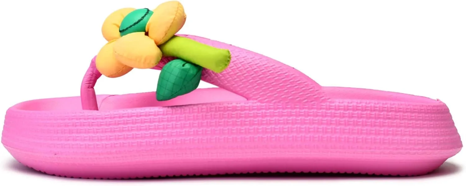 Women's EVA Flip Flops Flower Seaside Holiday Beach Slippers Non-slip Wearable Lightweight Soft Summer Sandals