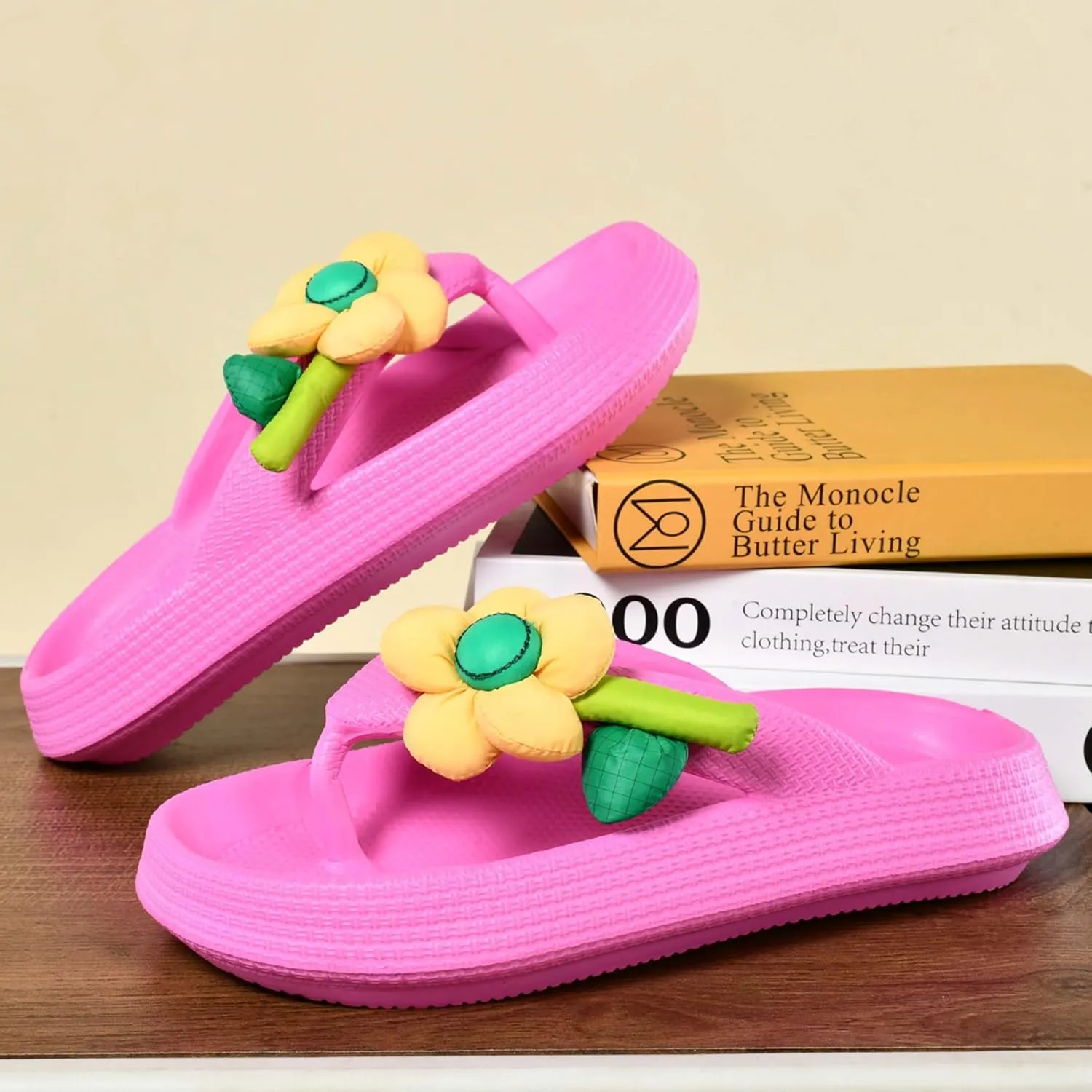 Women's EVA Flip Flops Flower Seaside Holiday Beach Slippers Non-slip Wearable Lightweight Soft Summer Sandals