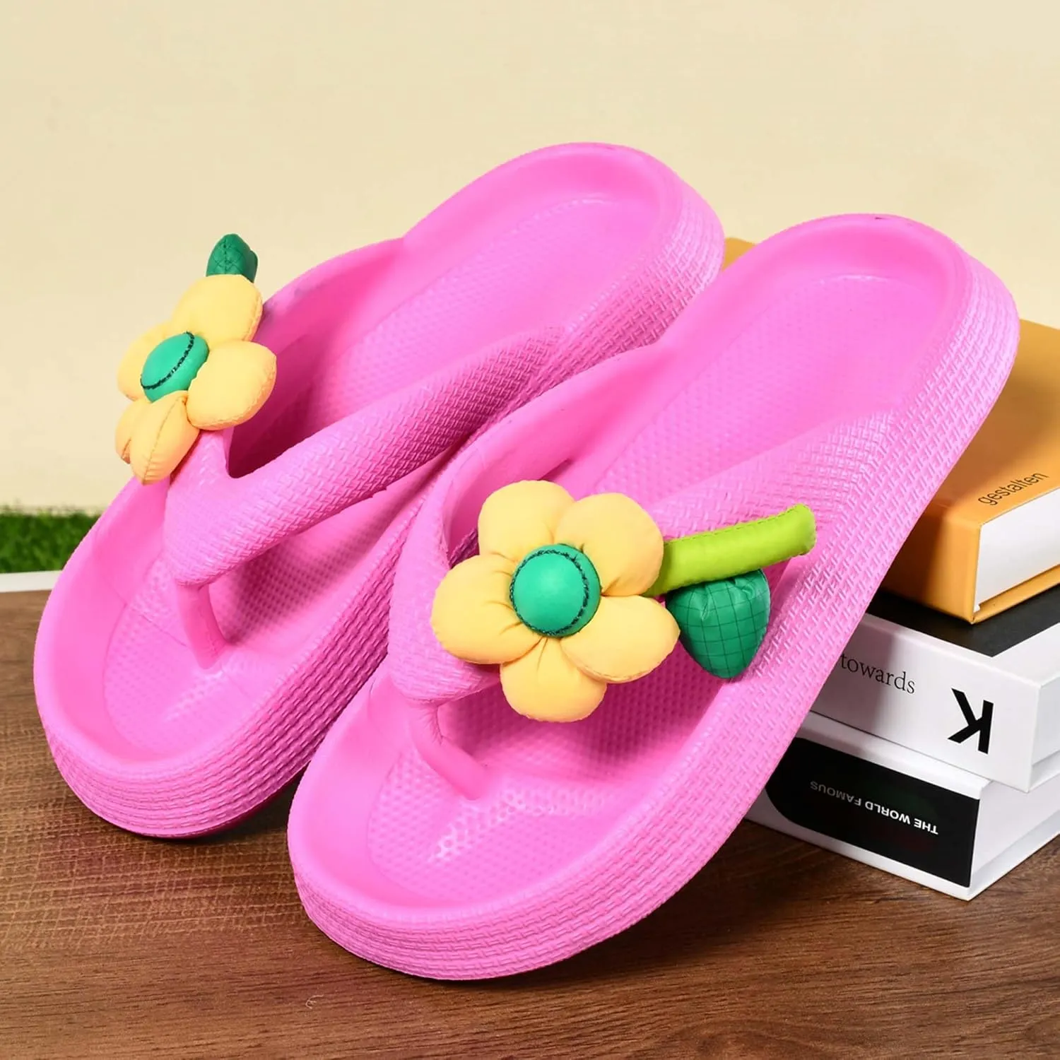 Women's EVA Flip Flops Flower Seaside Holiday Beach Slippers Non-slip Wearable Lightweight Soft Summer Sandals