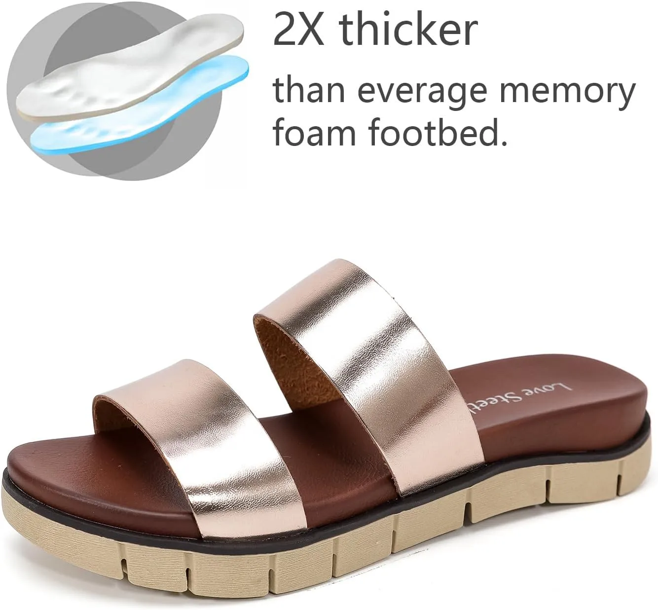 Women's Flat Sandals, Flip Flop Slides Sandal Casual Strapy Sandal Slip on Summer Beach Shoes for Women.
