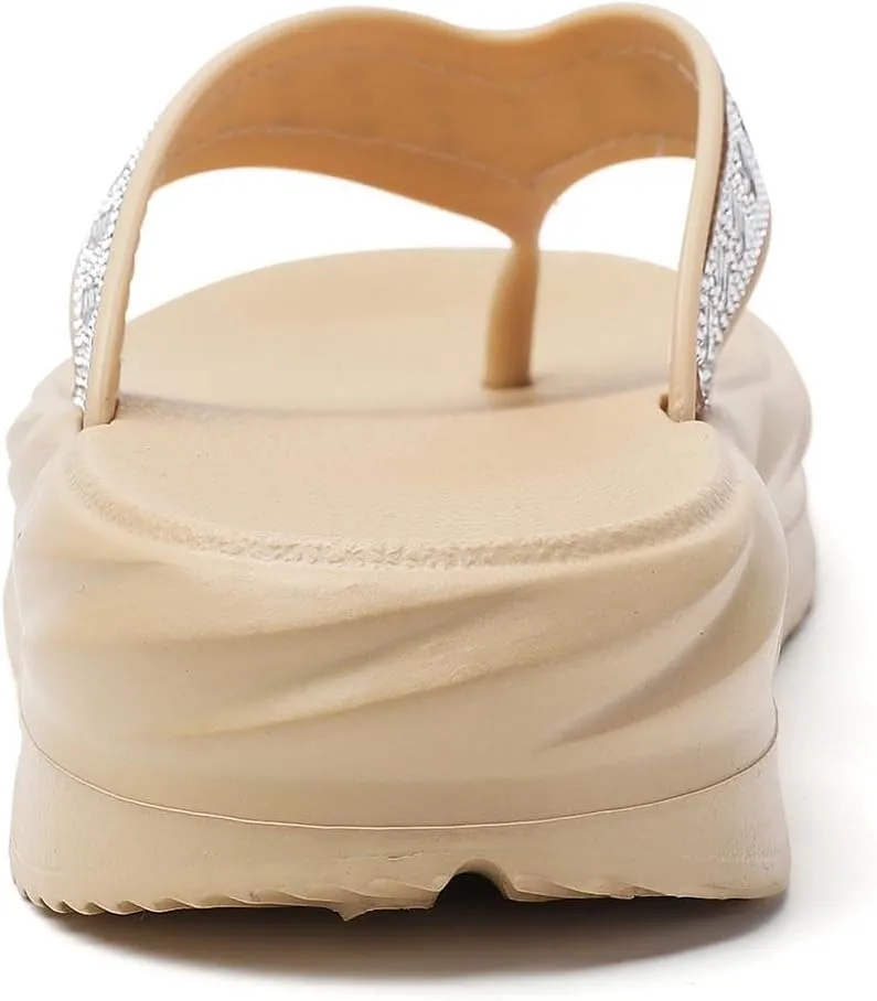 Women’s Flip Flops Arch Support Mid Platform Sandals Wedge Flip Flop Thong Slippers Chunky Slide Sandals