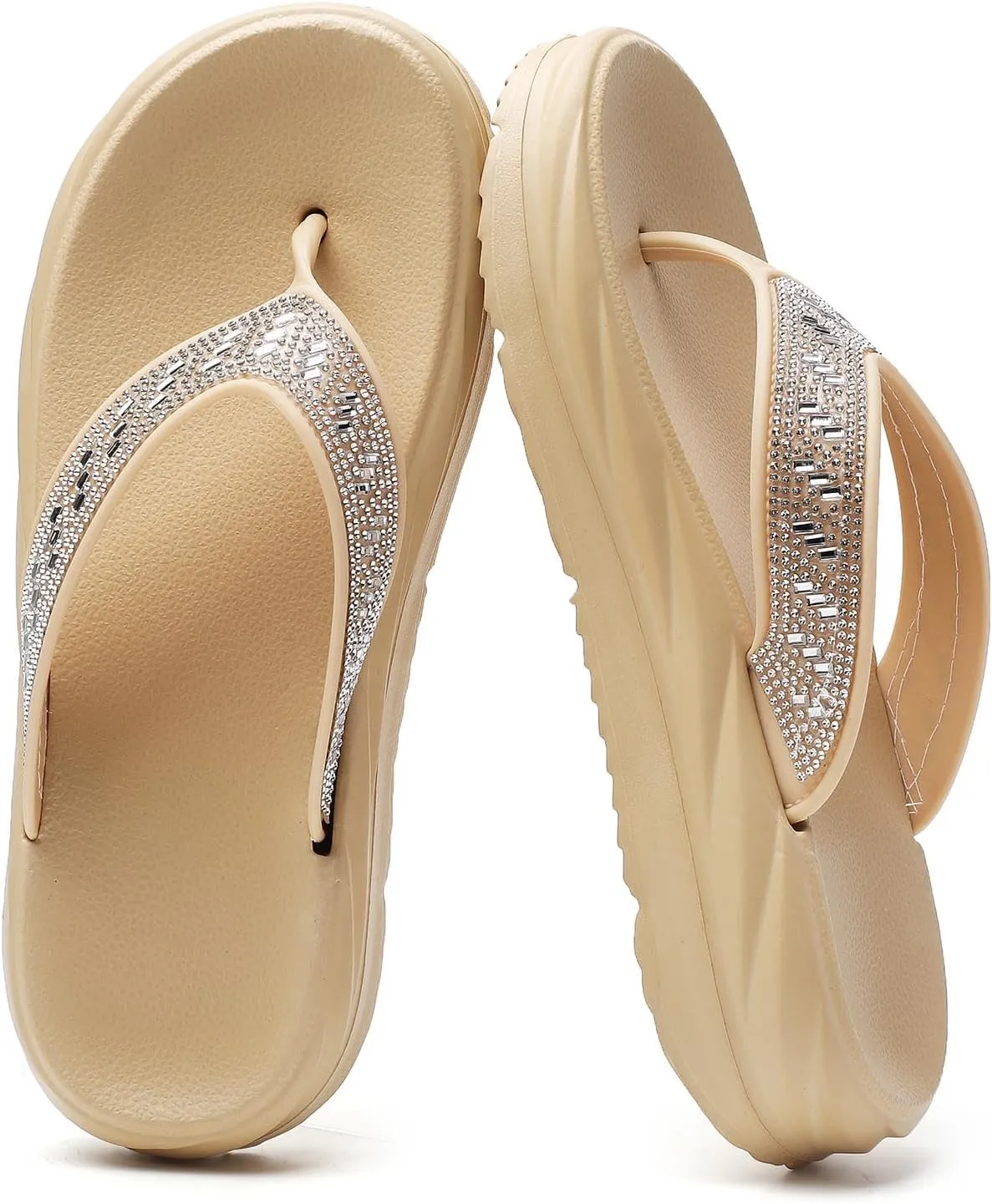 Women’s Flip Flops Arch Support Mid Platform Sandals Wedge Flip Flop Thong Slippers Chunky Slide Sandals