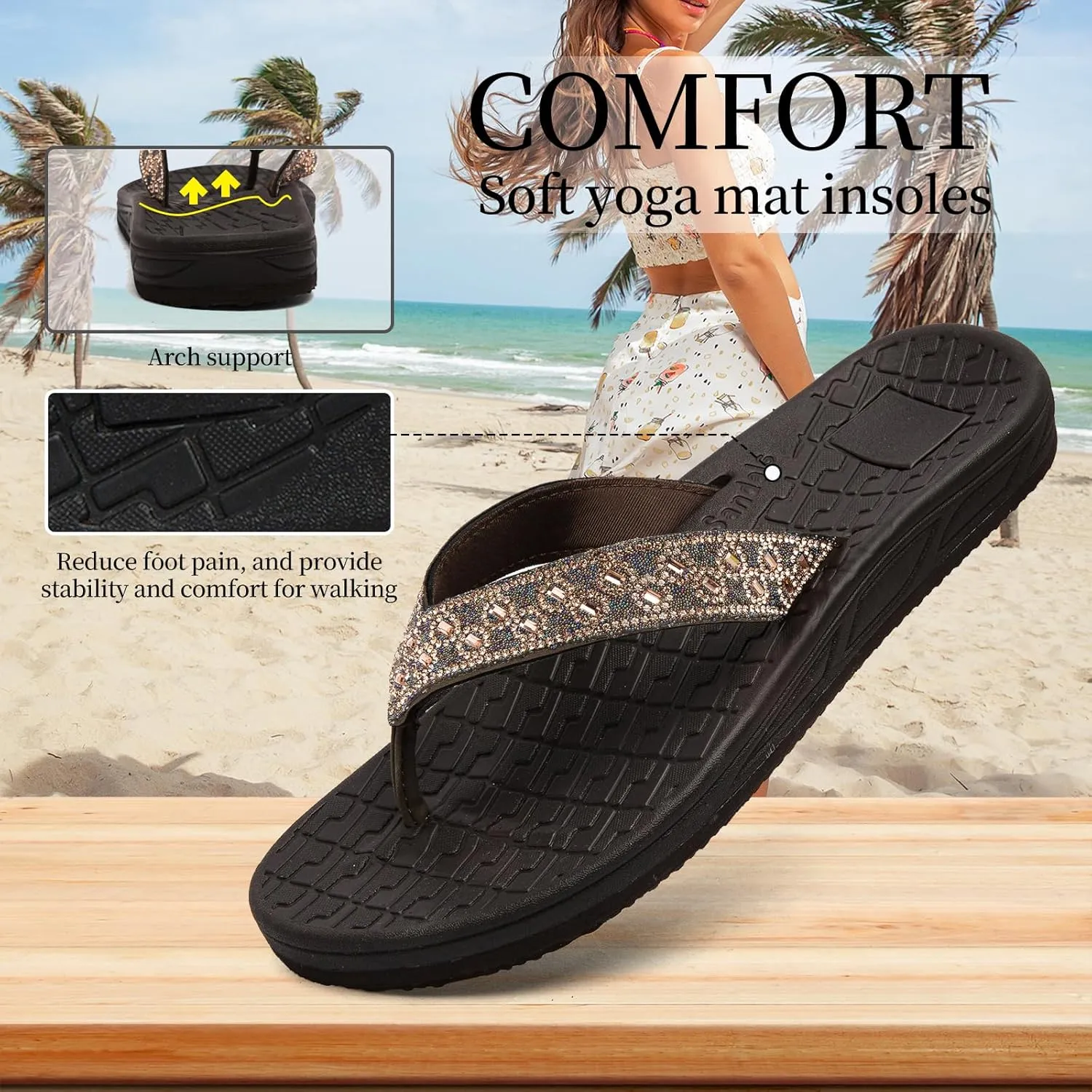 Women's flip-flops Sandals Summer beach slippers Classic comfort Lightweight casual non-slip durable flip-flops suitable for indoor and outdoor