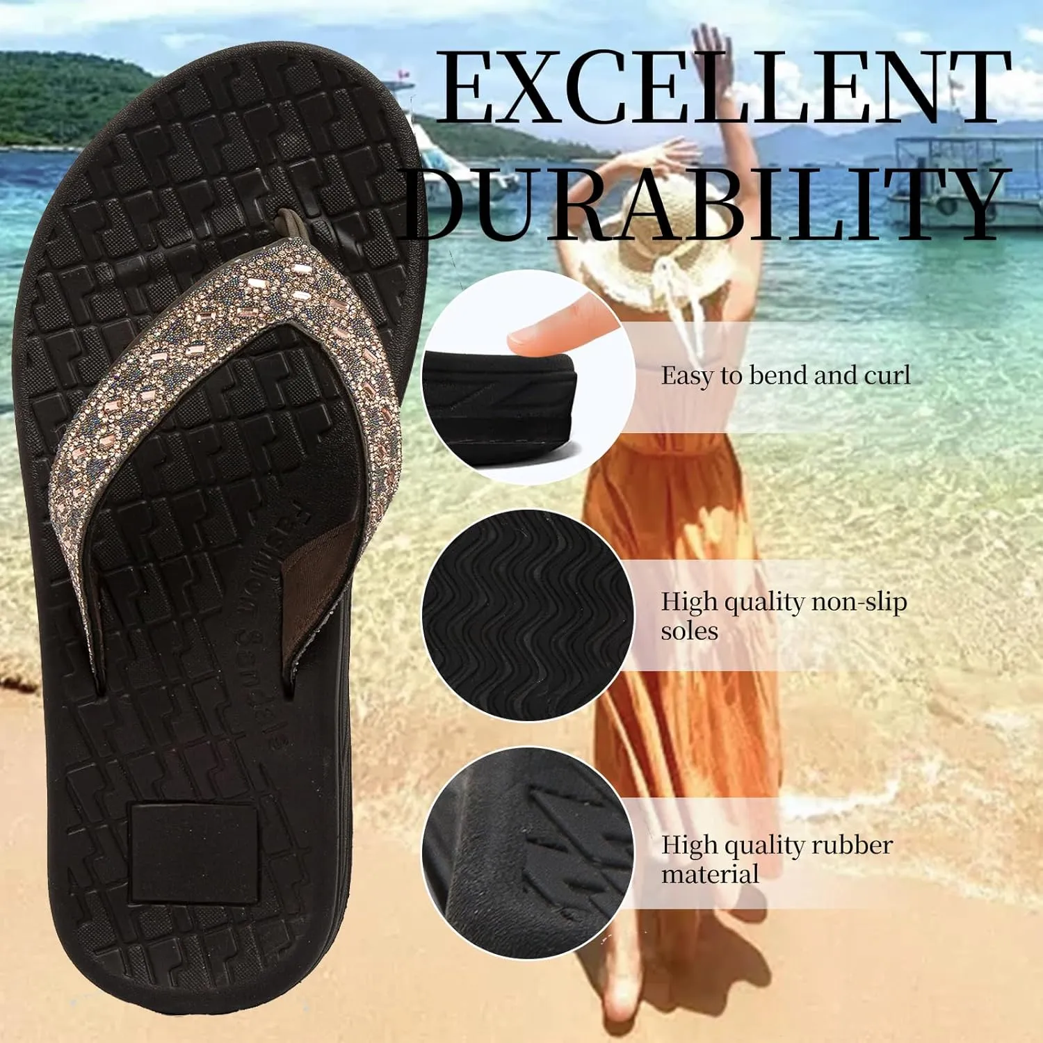 Women's flip-flops Sandals Summer beach slippers Classic comfort Lightweight casual non-slip durable flip-flops suitable for indoor and outdoor
