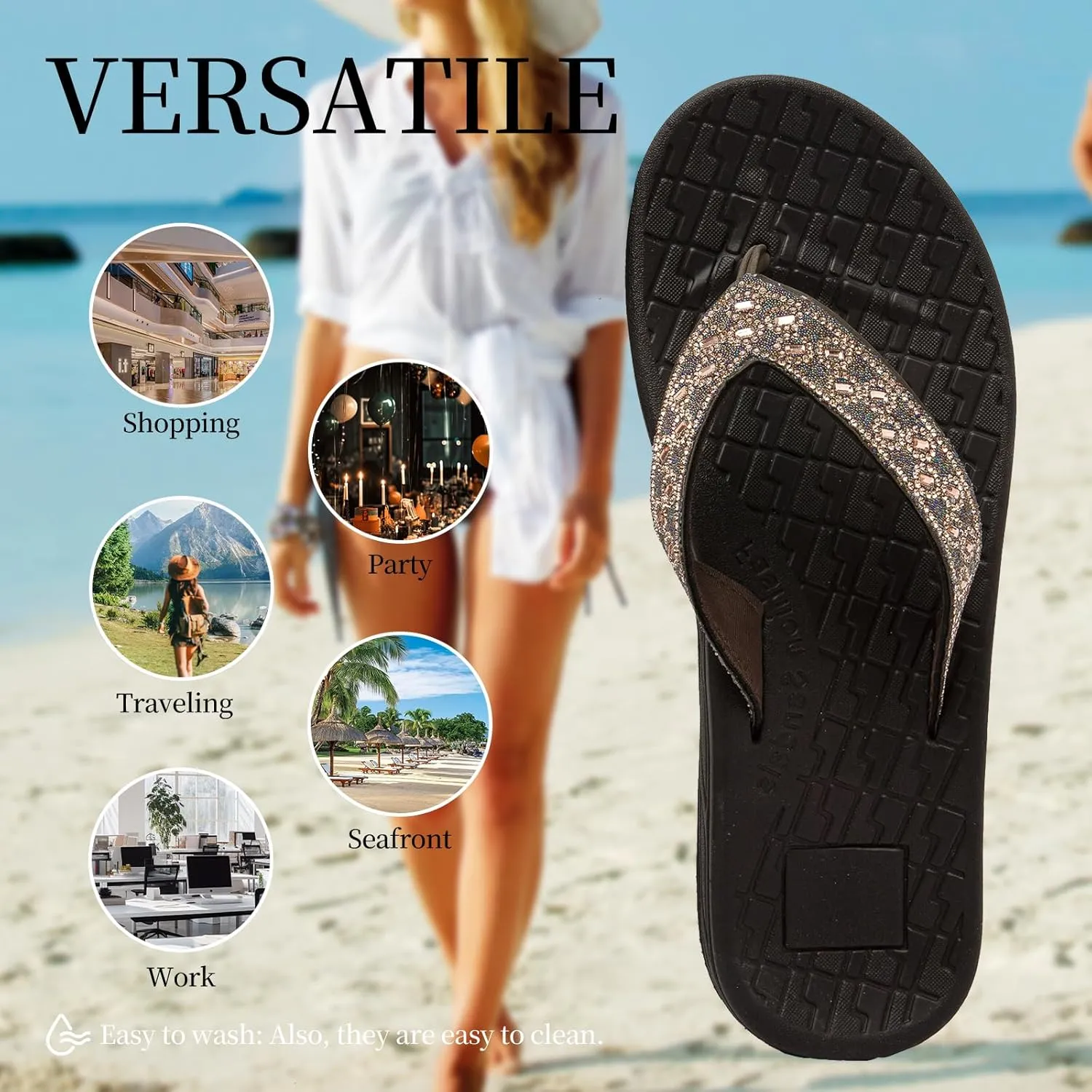 Women's flip-flops Sandals Summer beach slippers Classic comfort Lightweight casual non-slip durable flip-flops suitable for indoor and outdoor