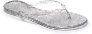 Womens Flip Flops Thong Sandals Jelly Shoes Flat for Ladies Slides Black Slippers Size 9 Slip On Summer Beach Dressy