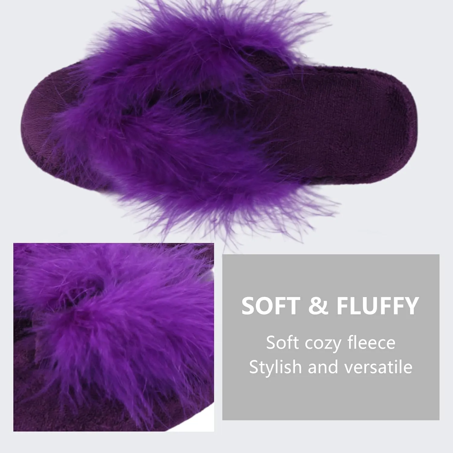Women's Girls Soft Fluffy Indoor House Flip-Flops Non-Slip SPA Thong Slippers