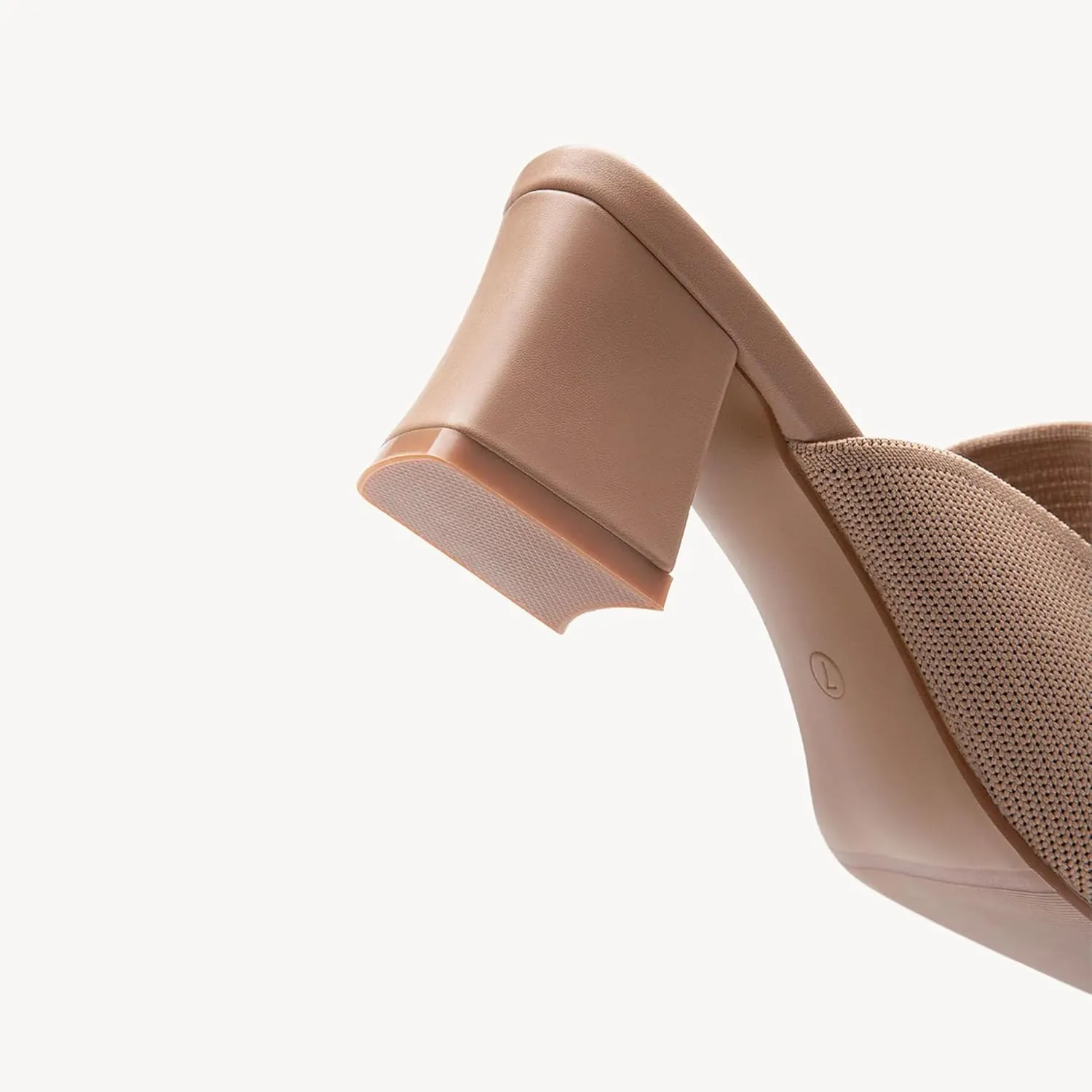Women's Knit Pointed Toe Chunky Heel Mules, Comfortable Slip-On Sandals for Business and Daily Wear