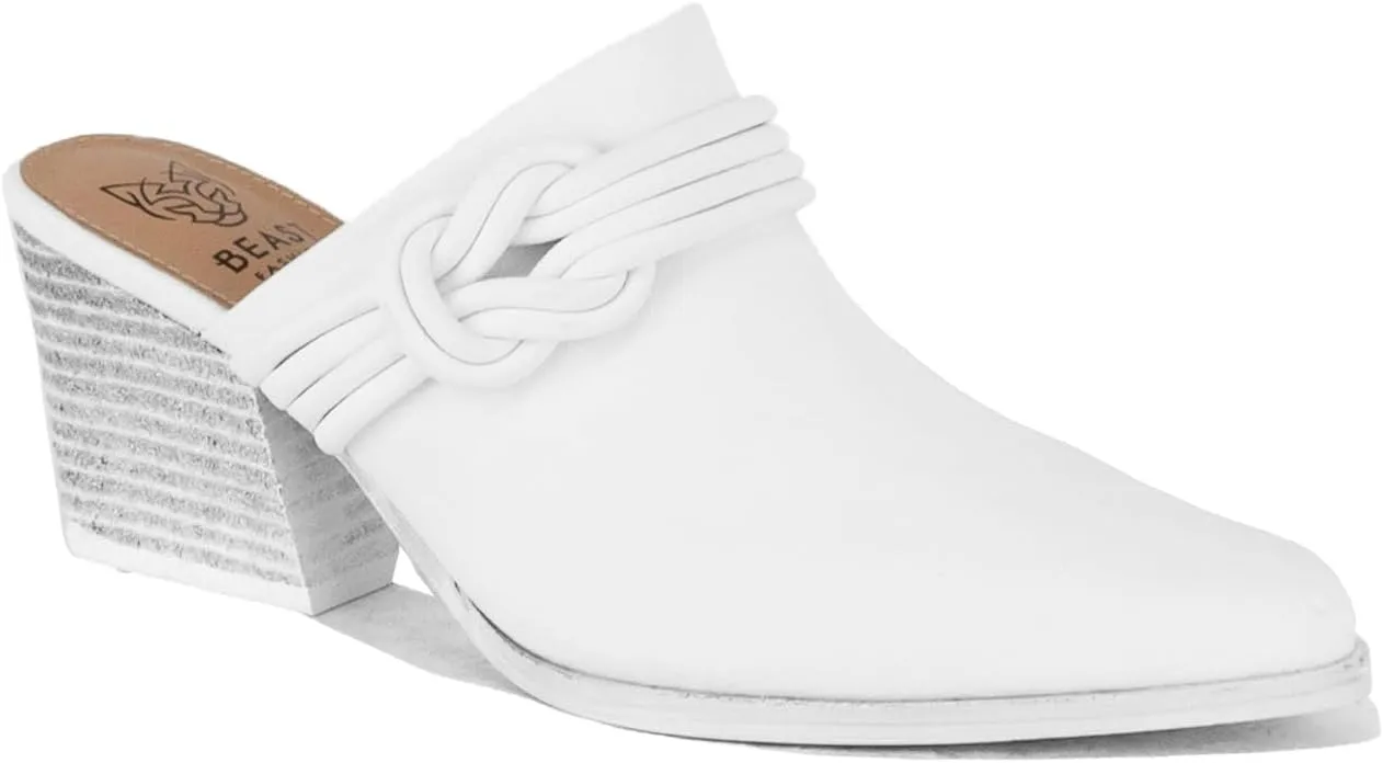 Women's Knotted Mule Western Mule Stacked Block Heels Mules Comfort Pointed Toe Slip on Slides Loafer Shoes