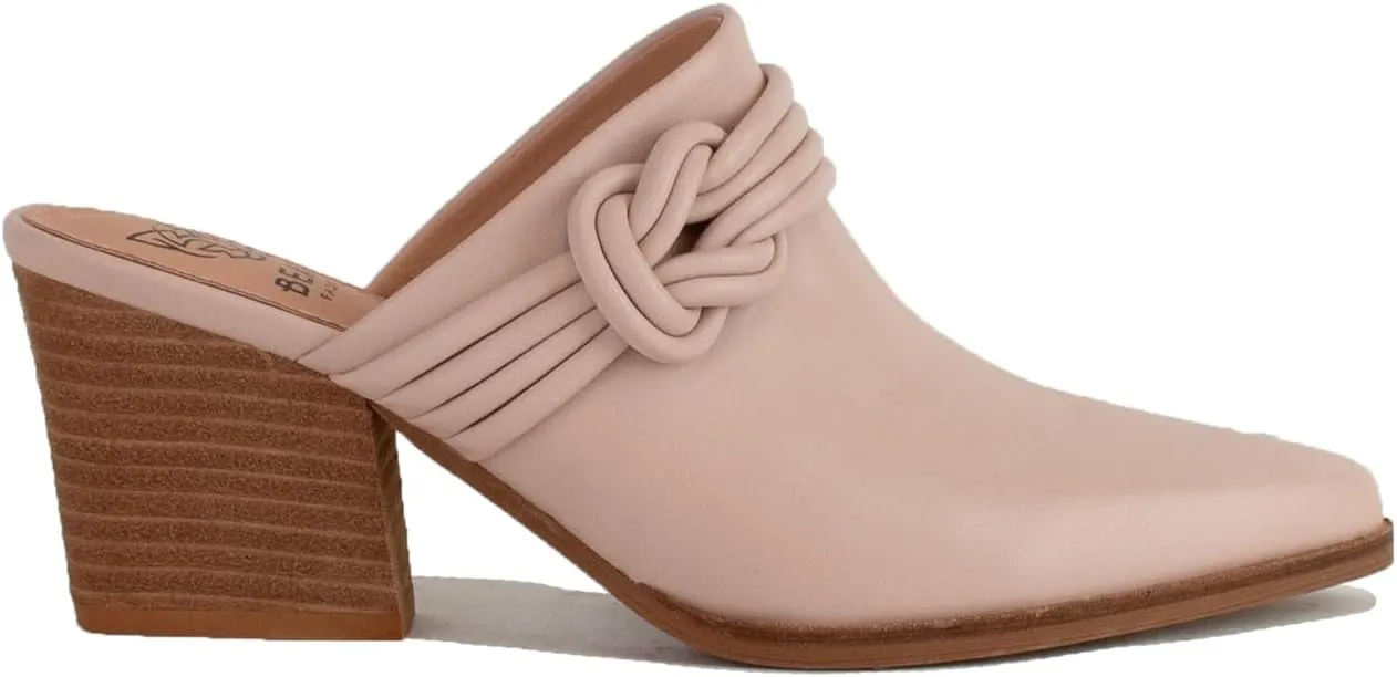 Women's Knotted Mule Western Mule Stacked Block Heels Mules Comfort Pointed Toe Slip on Slides Loafer Shoes