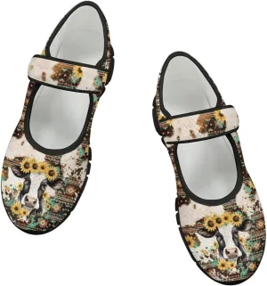 Womens Mary Jane Shoes Aztec Tribal Sneaker Anti-Slip Lightweight Shoes with Magic Sticker for Travel