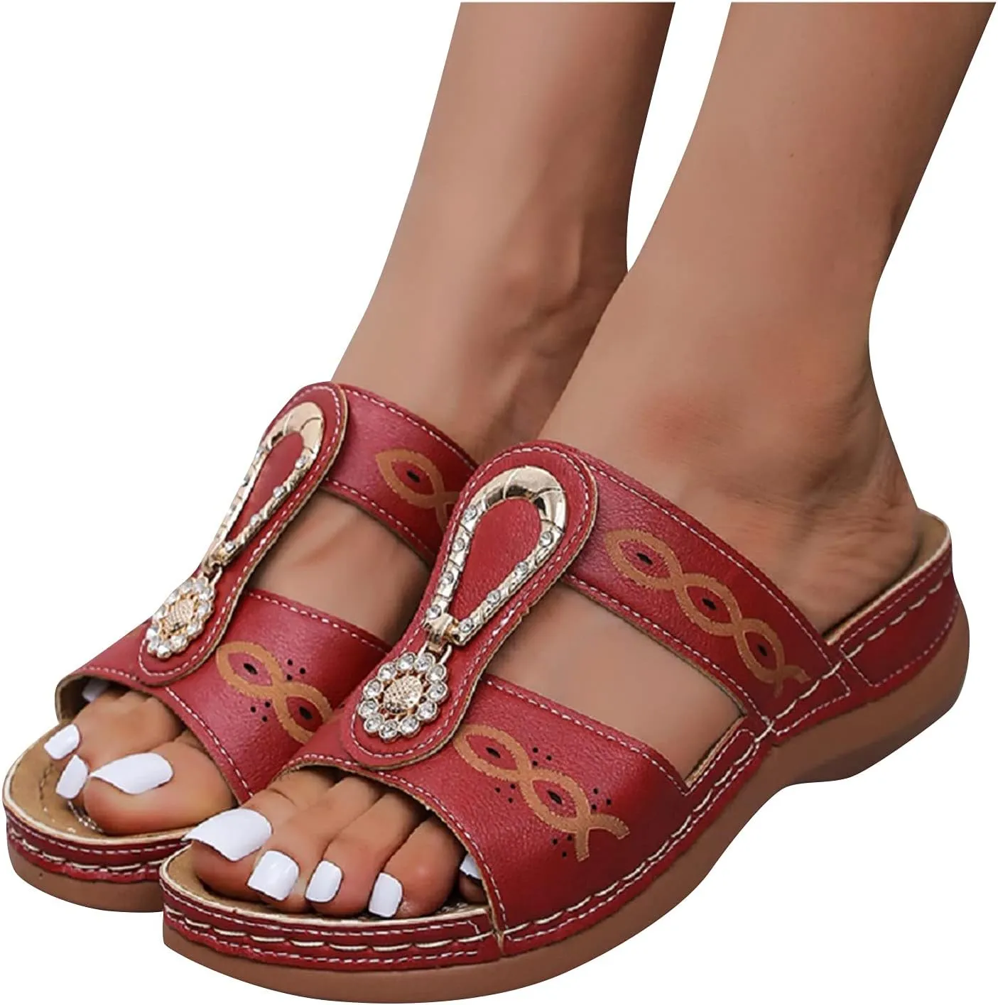 Womens Orthopedic Walking Sandals with Arch Support Adjustable Straps Comfortable Summer Beach Casual Outdoor Slides Plantar Fasciitis Relief Recovery Footwear