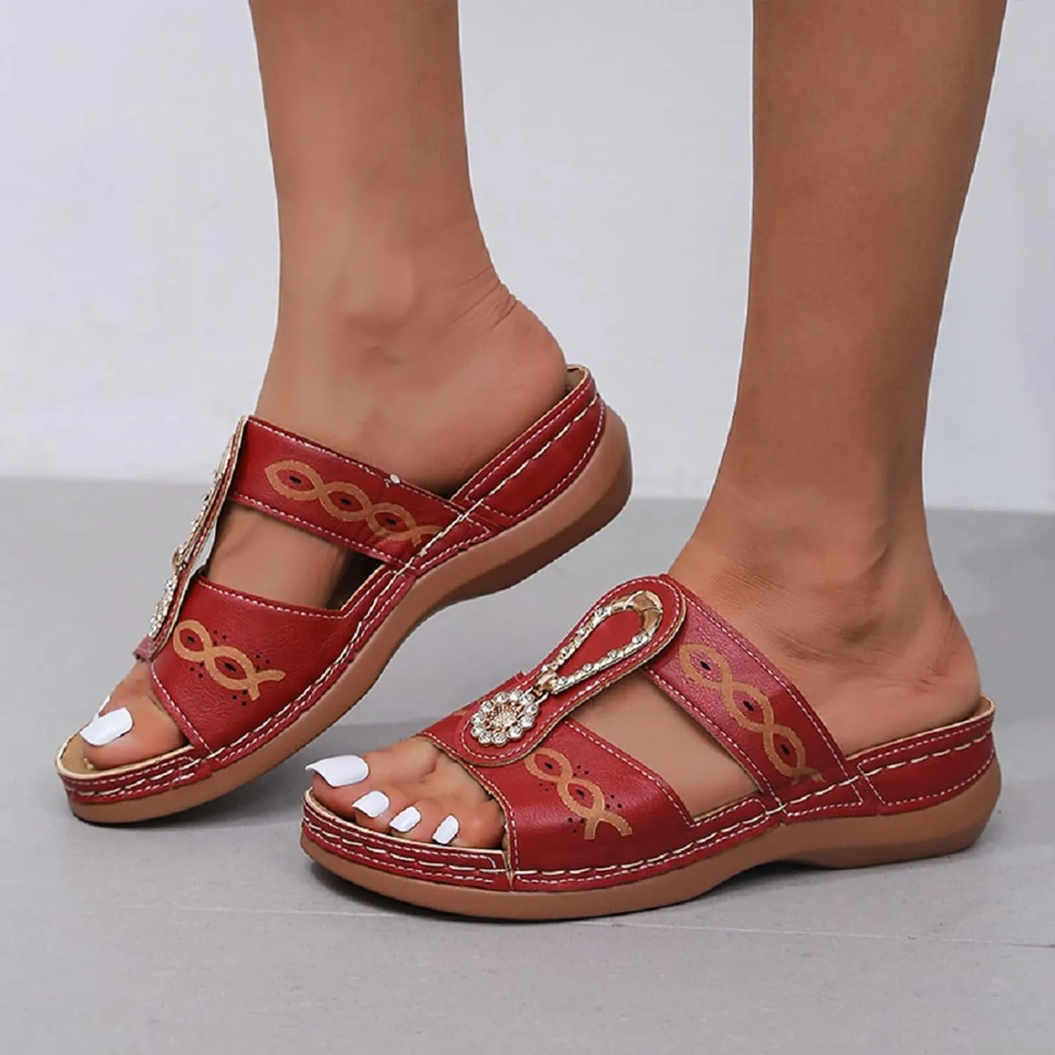 Womens Orthopedic Walking Sandals with Arch Support Adjustable Straps Comfortable Summer Beach Casual Outdoor Slides Plantar Fasciitis Relief Recovery Footwear