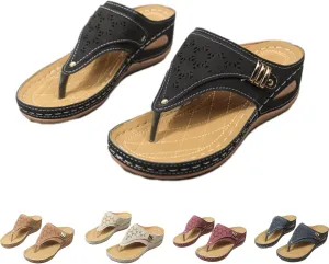Women's Orthoptic Lightweight Breathable Mesh Sporty Sandals Wedges Thick-Soled Flip-Flops Open Toe Beach Sandals, Blue
