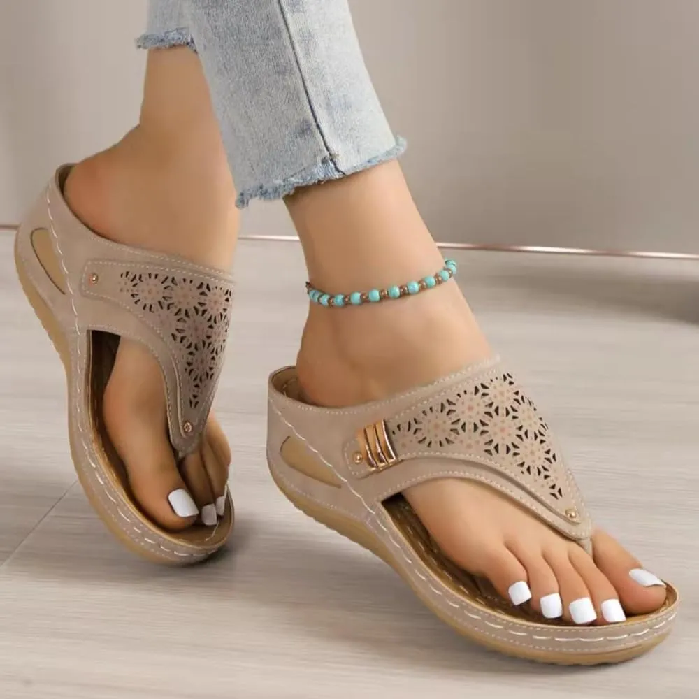 Women's Orthoptic Lightweight Breathable Mesh Sporty Sandals Wedges Thick-Soled Flip-Flops Open Toe Beach Sandals, Blue