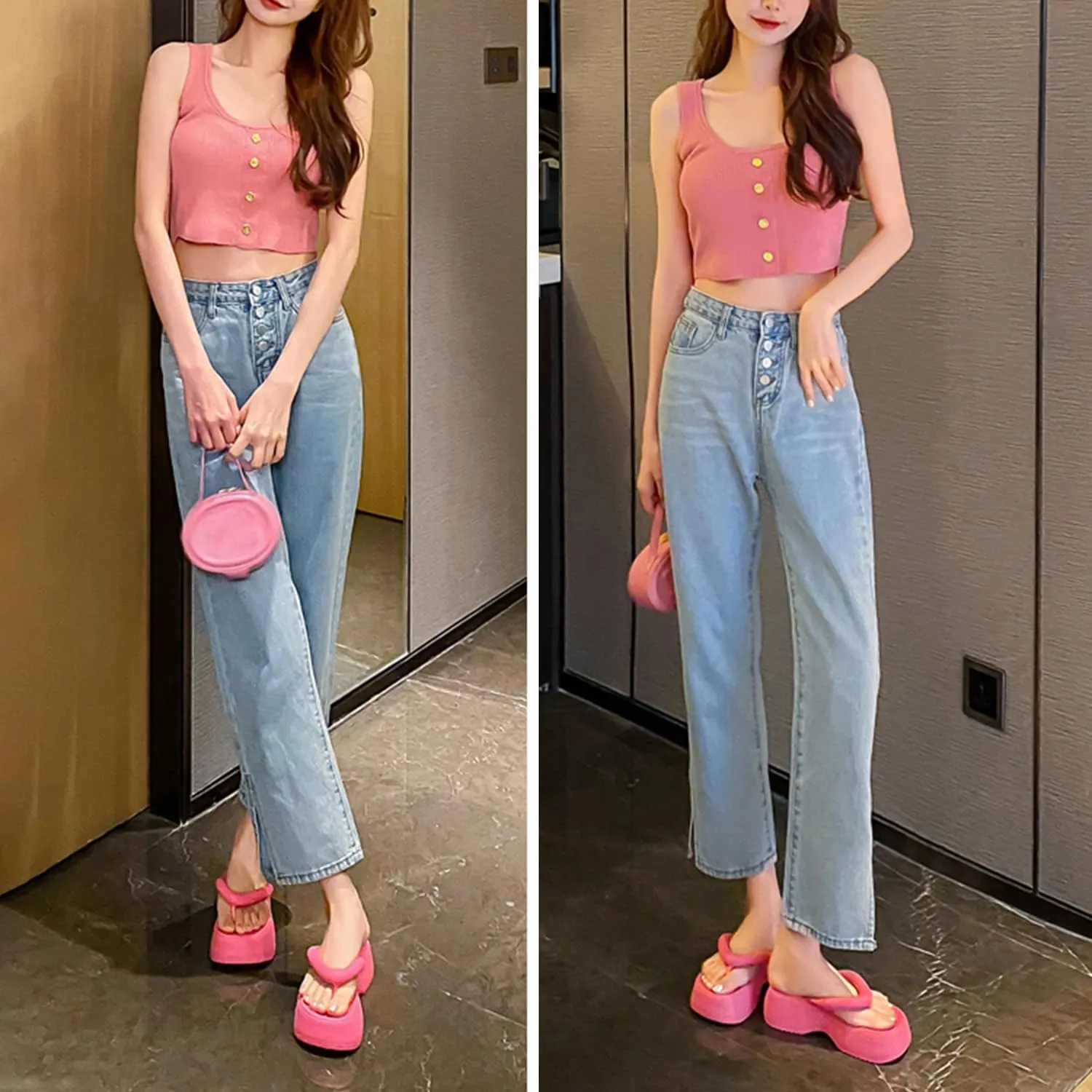 Women's Platform Flip Flops, Casual Wedges Sandals With Arch Support, Summer Chunky Heeled Slides, Beach Thong Slippers