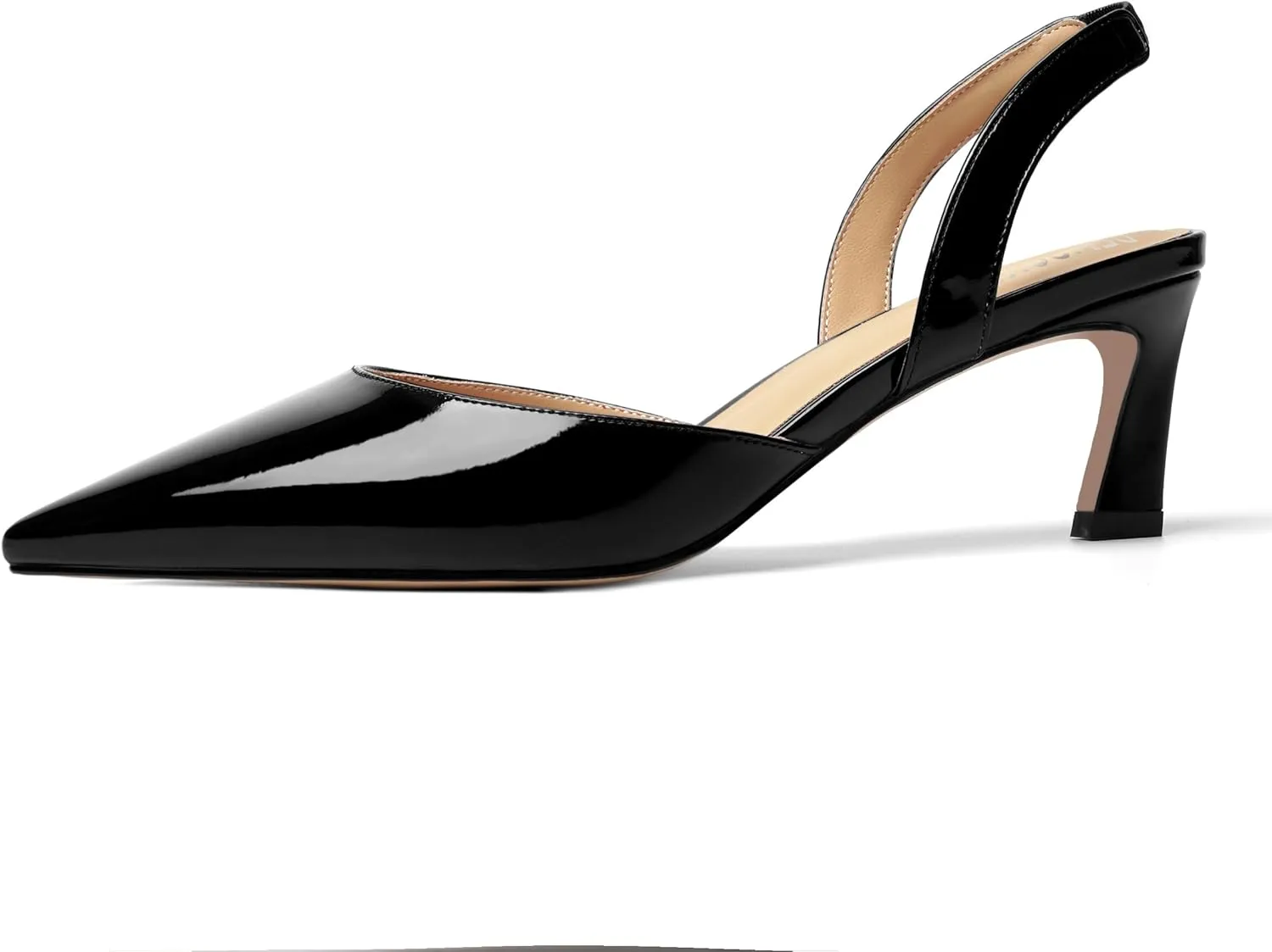 Womens Pointed Toe Slip On Patent Slingback Dating Fashion Spool Low Heel Pumps Shoes 2.2 Inch