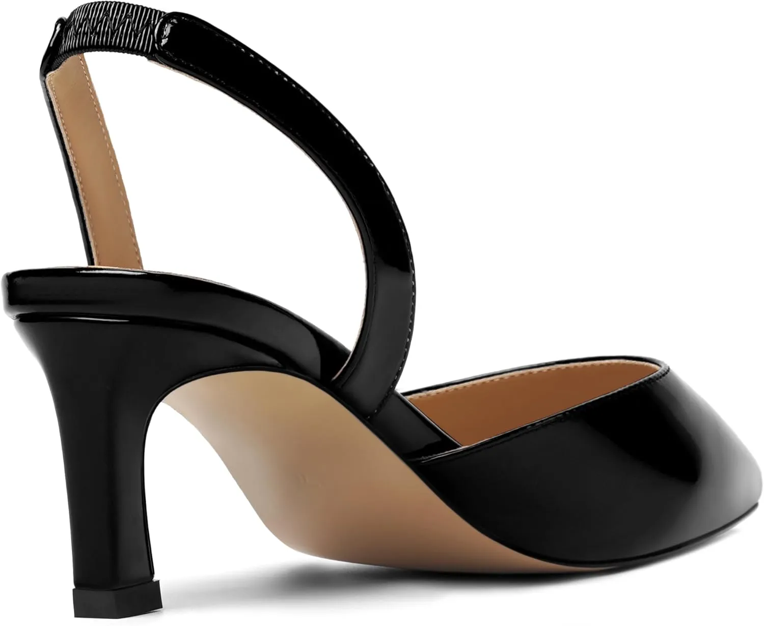 Womens Pointed Toe Slip On Patent Slingback Dating Fashion Spool Low Heel Pumps Shoes 2.2 Inch
