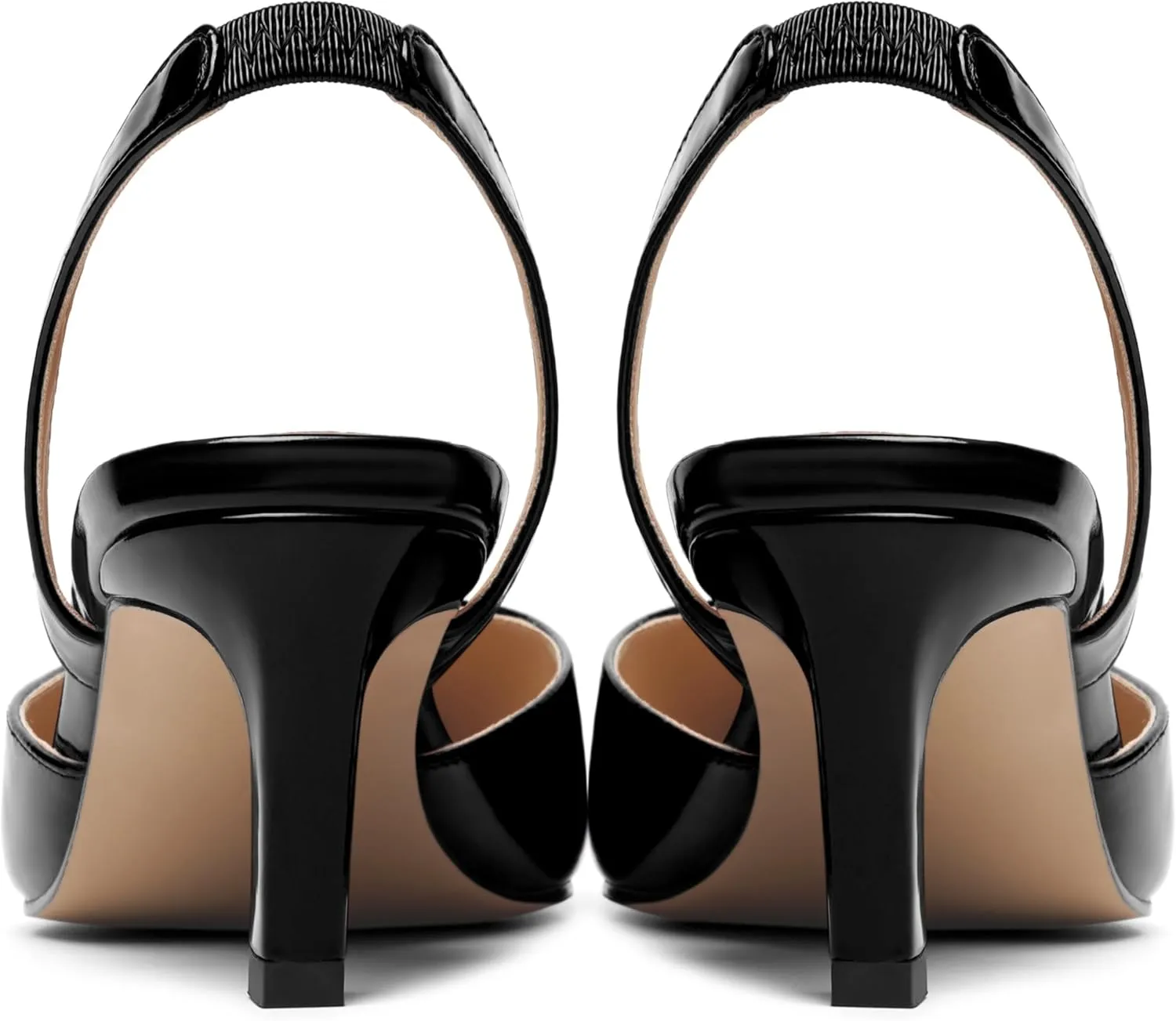 Womens Pointed Toe Slip On Patent Slingback Dating Fashion Spool Low Heel Pumps Shoes 2.2 Inch