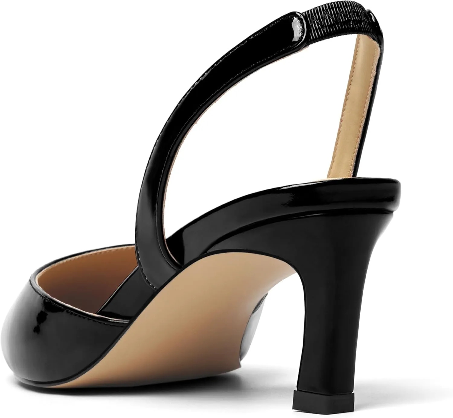 Womens Pointed Toe Slip On Patent Slingback Dating Fashion Spool Low Heel Pumps Shoes 2.2 Inch