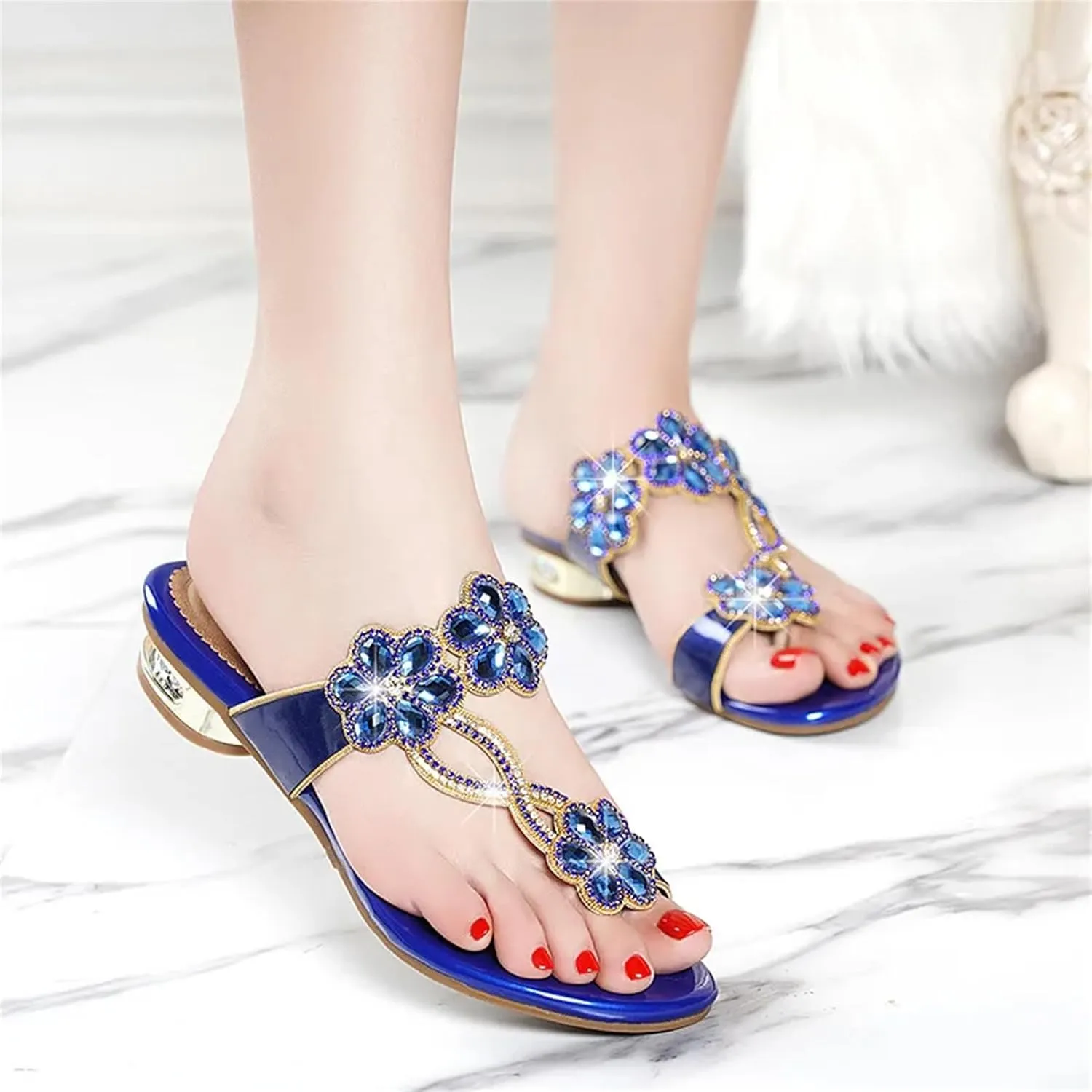 Women's Rhinestone Beach Sandals - Summer Fashion Flip-Flops Outdoor