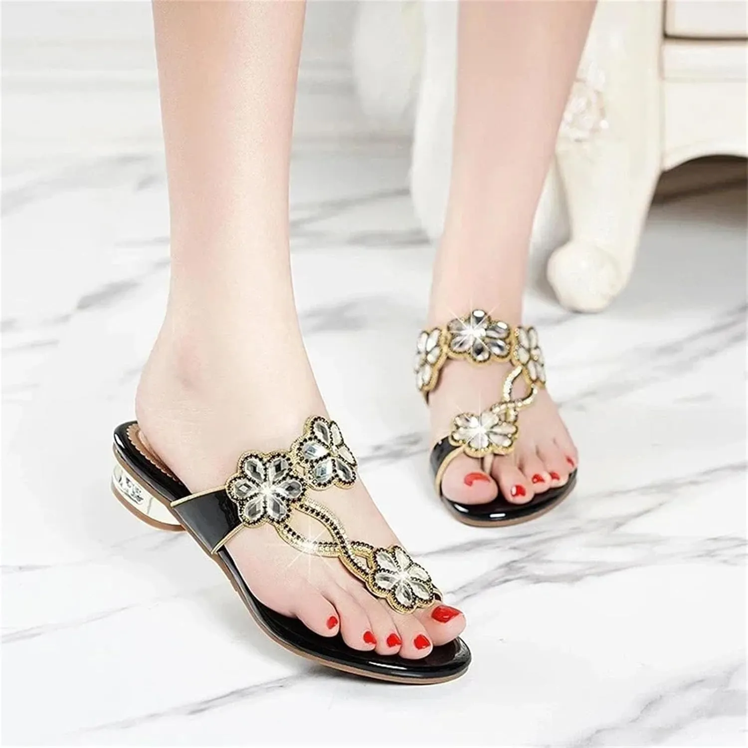 Women's Rhinestone Beach Sandals - Summer Fashion Flip-Flops Outdoor
