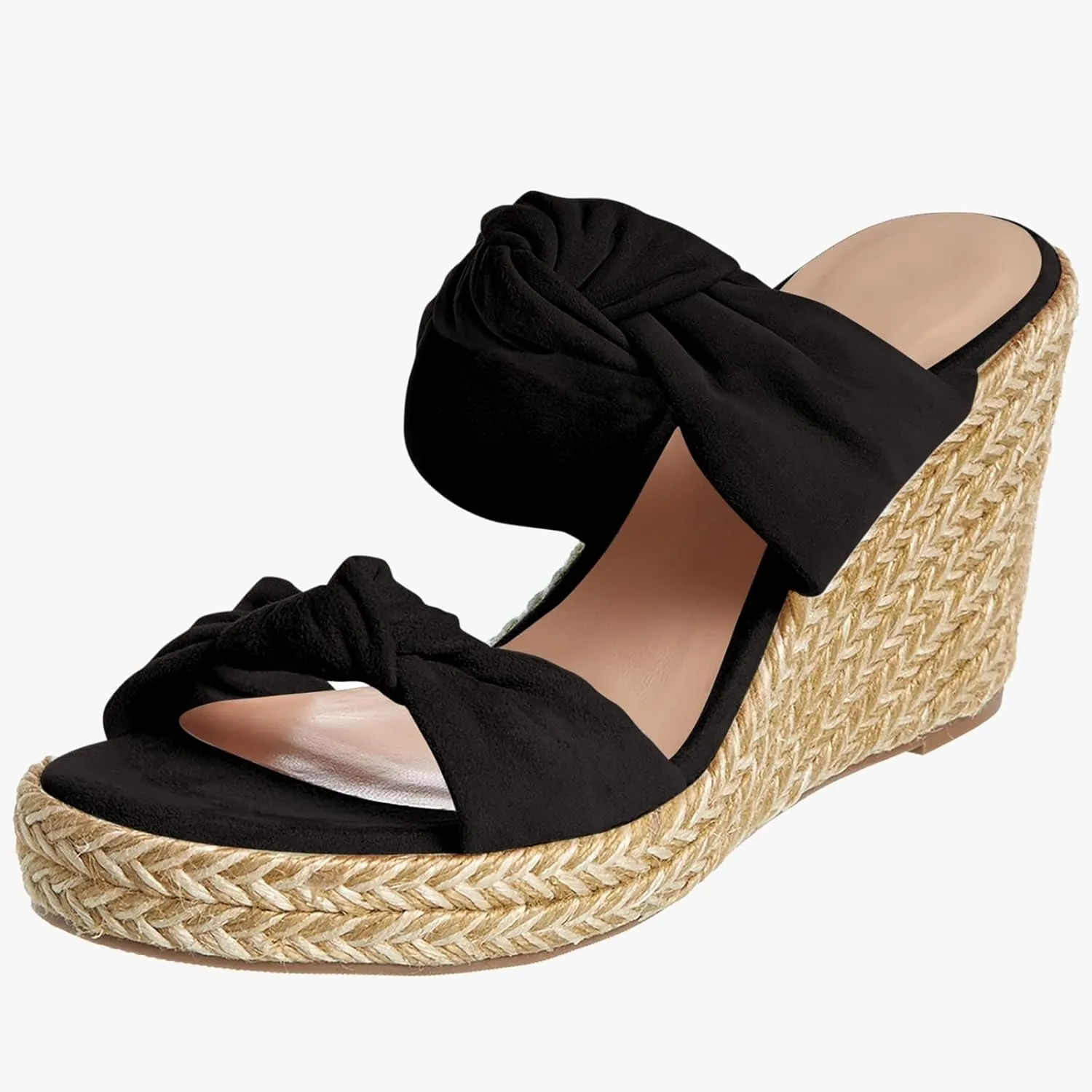 Womens Slip on Espadrilles Wedges Sandals Slides Platform Bow Open Toe Summer Dressy Mules Shoes
