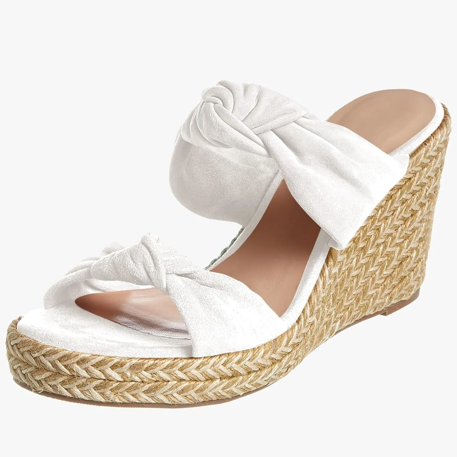 Womens Slip on Espadrilles Wedges Sandals Slides Platform Bow Open Toe Summer Dressy Mules Shoes