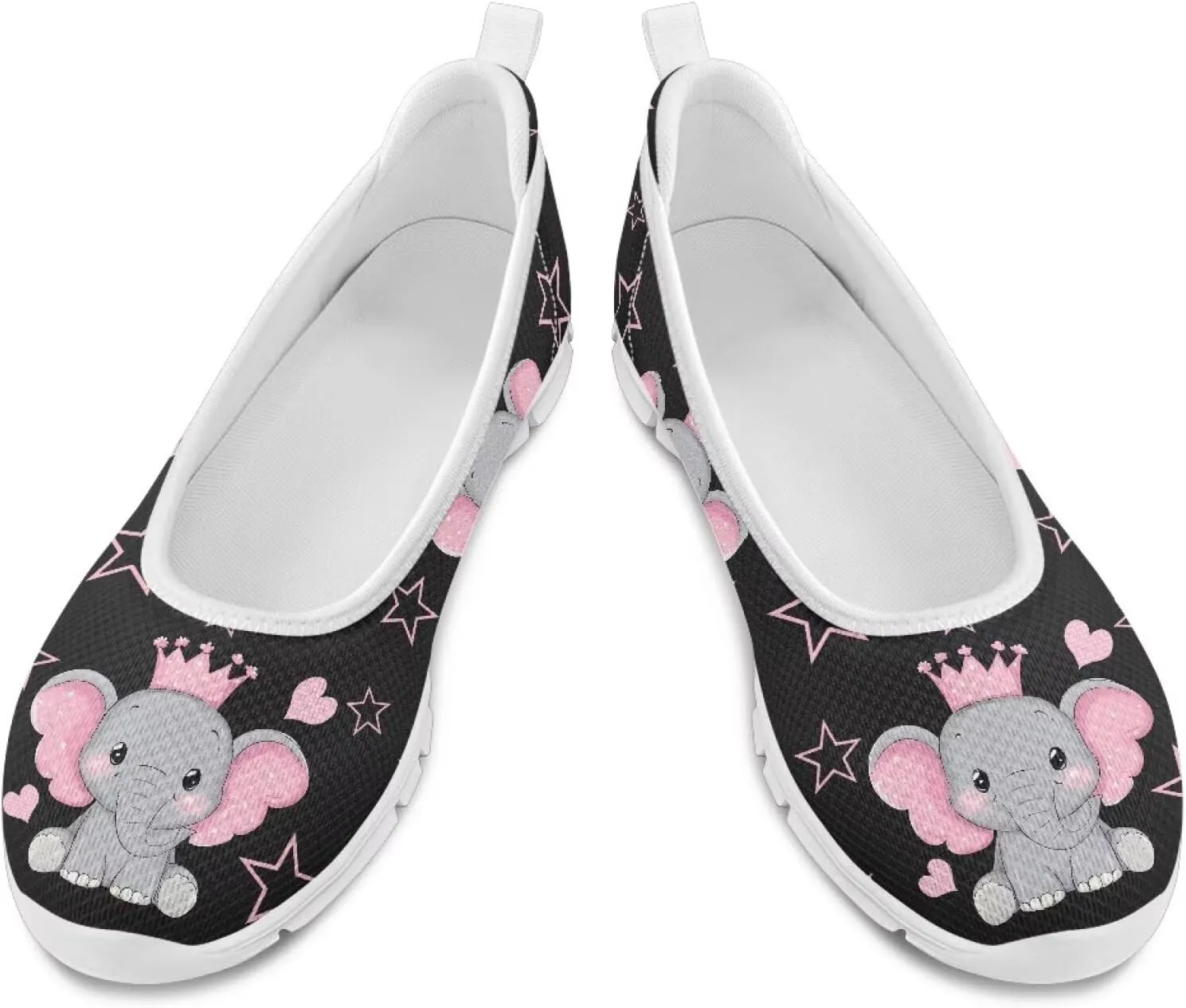 Women's Slip on Loafer Shoes Mesh Casual Ballet Flat Walking Sneakers Knit Round Toe Casual Shoes White Sole