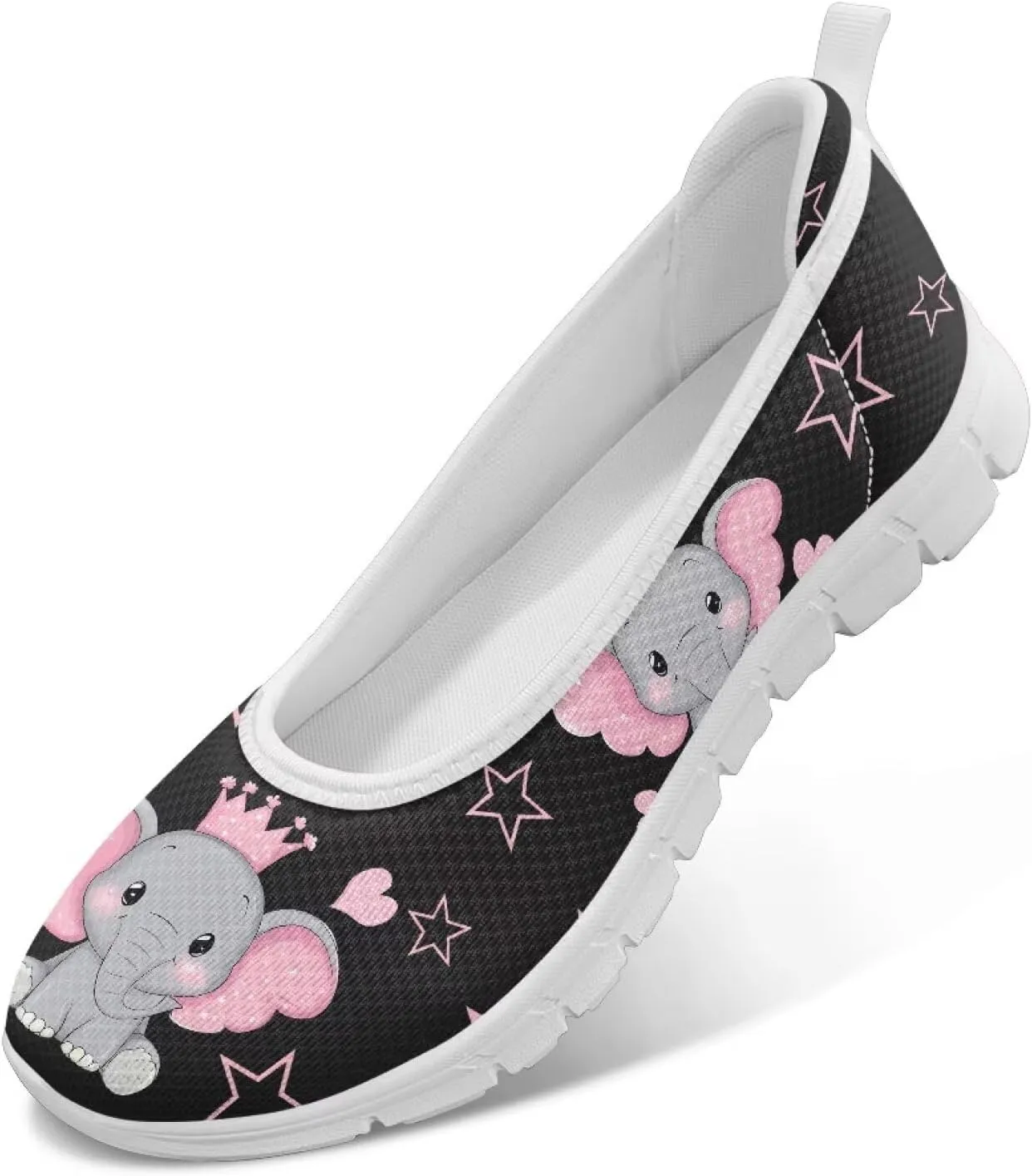 Women's Slip on Loafer Shoes Mesh Casual Ballet Flat Walking Sneakers Knit Round Toe Casual Shoes White Sole