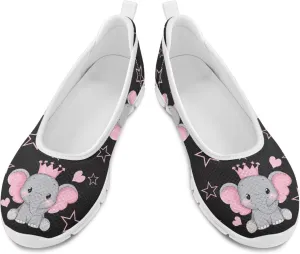 Women's Slip on Loafer Shoes Mesh Casual Ballet Flat Walking Sneakers Knit Round Toe Casual Shoes White Sole