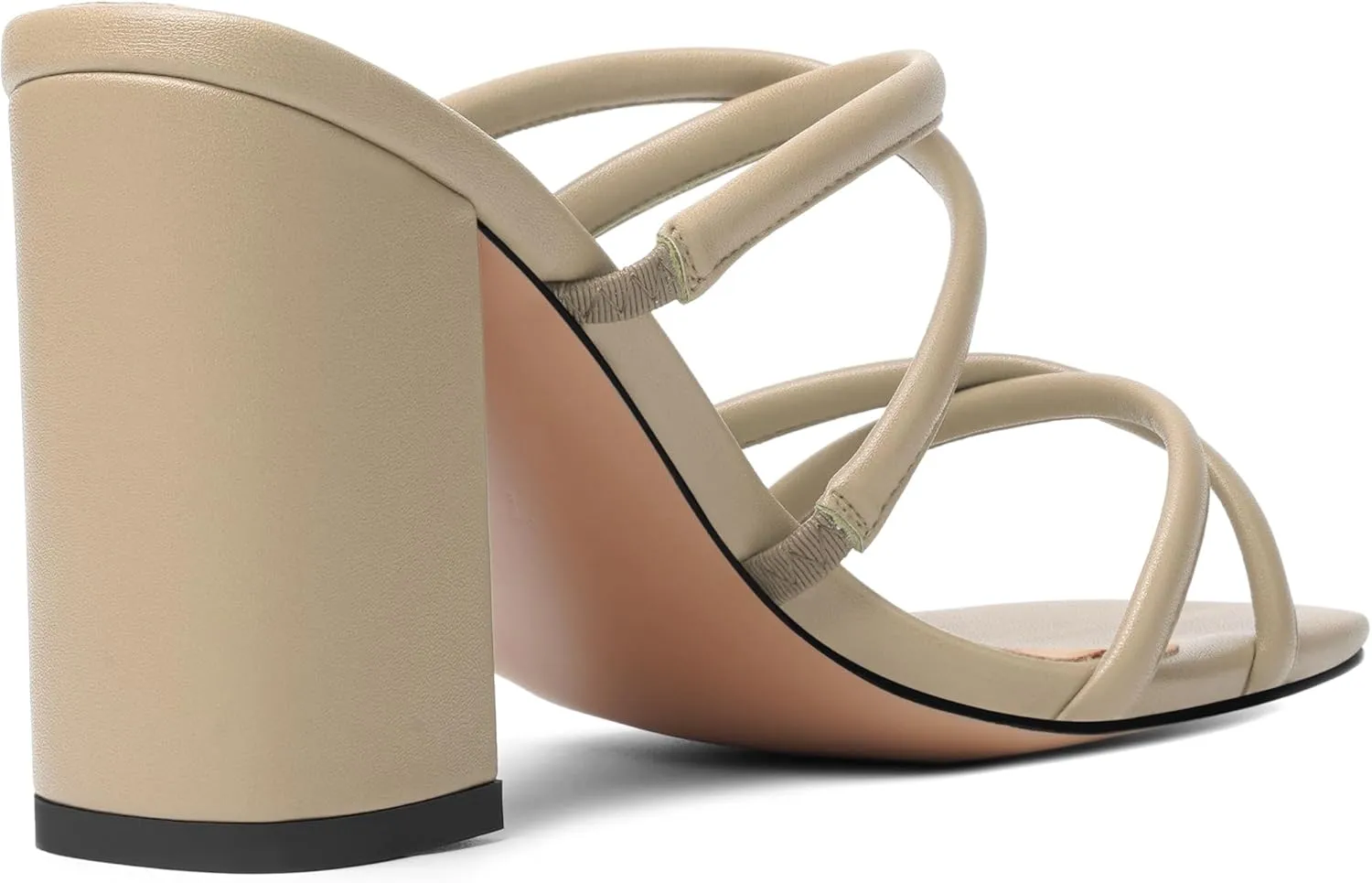 Womens Slip On Matte Open Toe Evening Dress Block High Heel Heeled Sandals 3.3 Inch