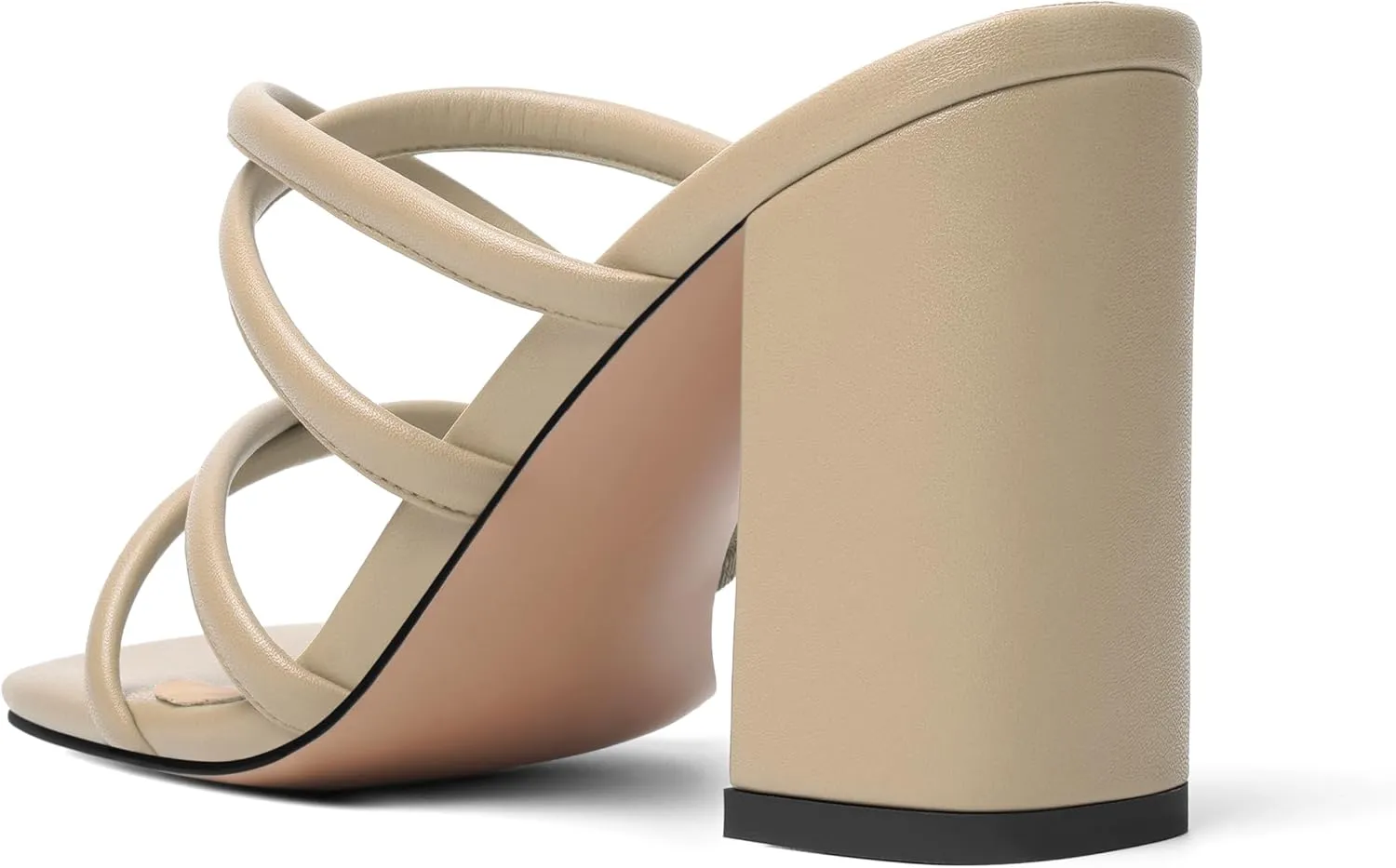 Womens Slip On Matte Open Toe Evening Dress Block High Heel Heeled Sandals 3.3 Inch