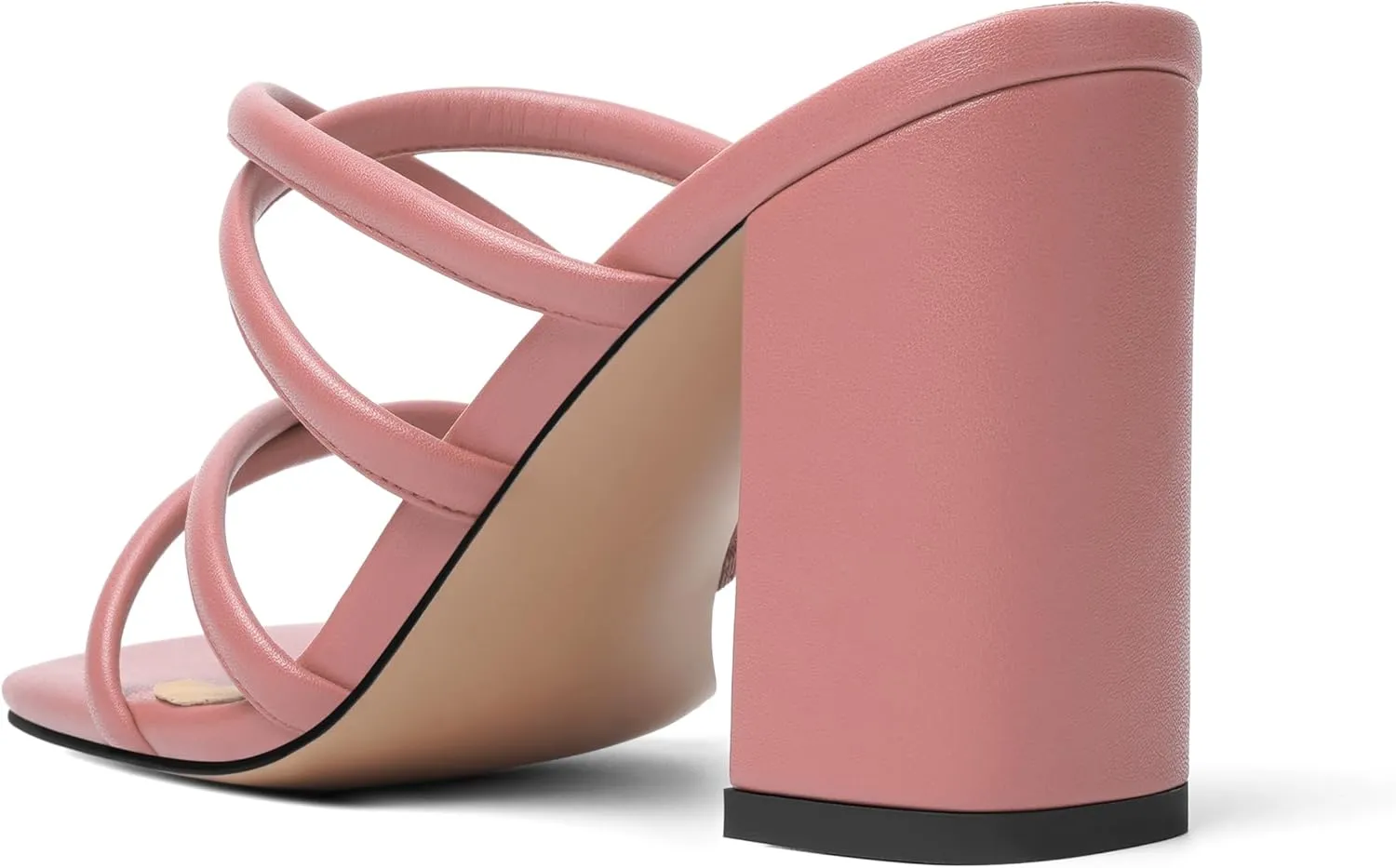 Womens Slip On Matte Open Toe Evening Dress Block High Heel Heeled Sandals 3.3 Inch