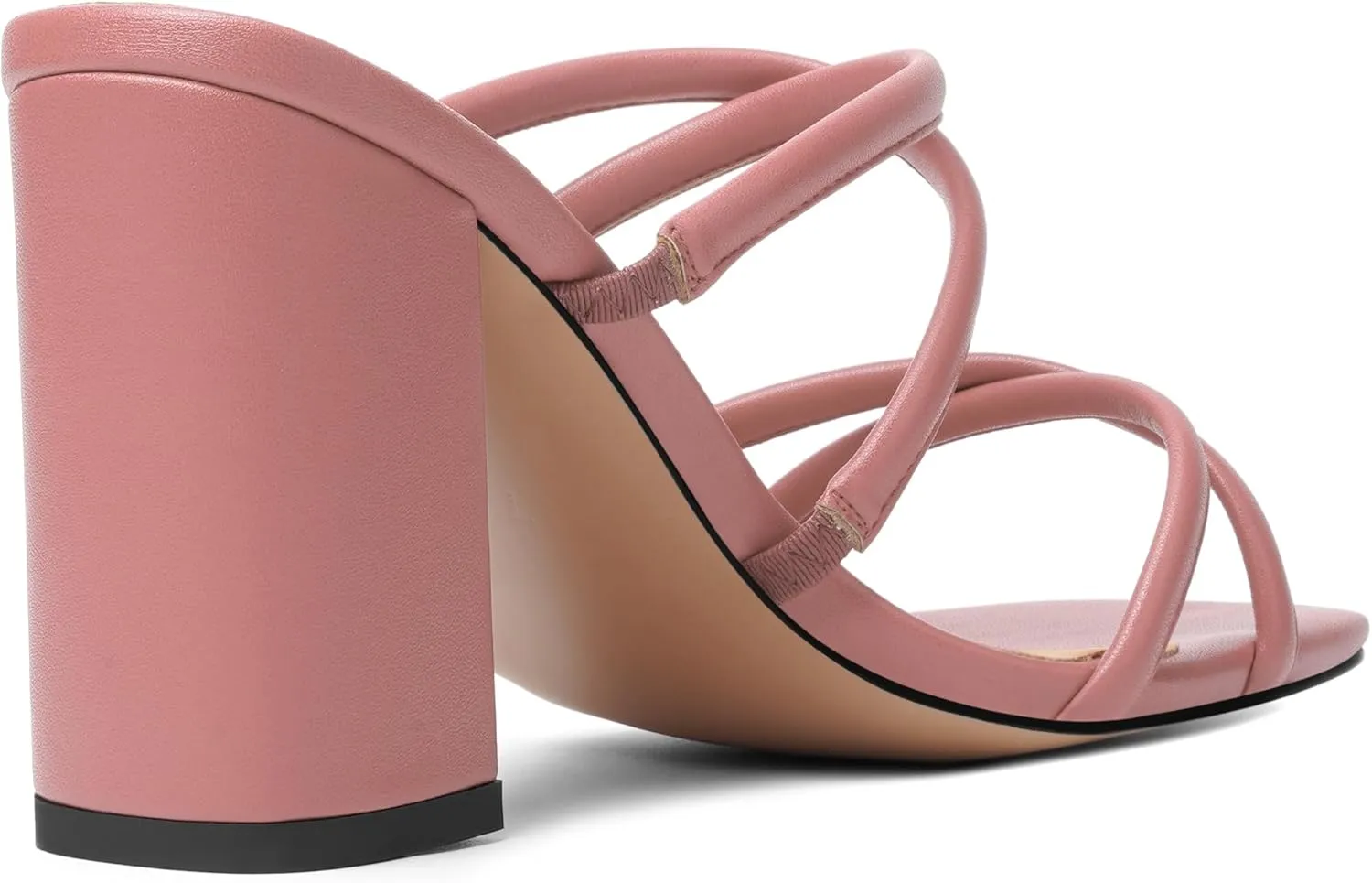 Womens Slip On Matte Open Toe Evening Dress Block High Heel Heeled Sandals 3.3 Inch